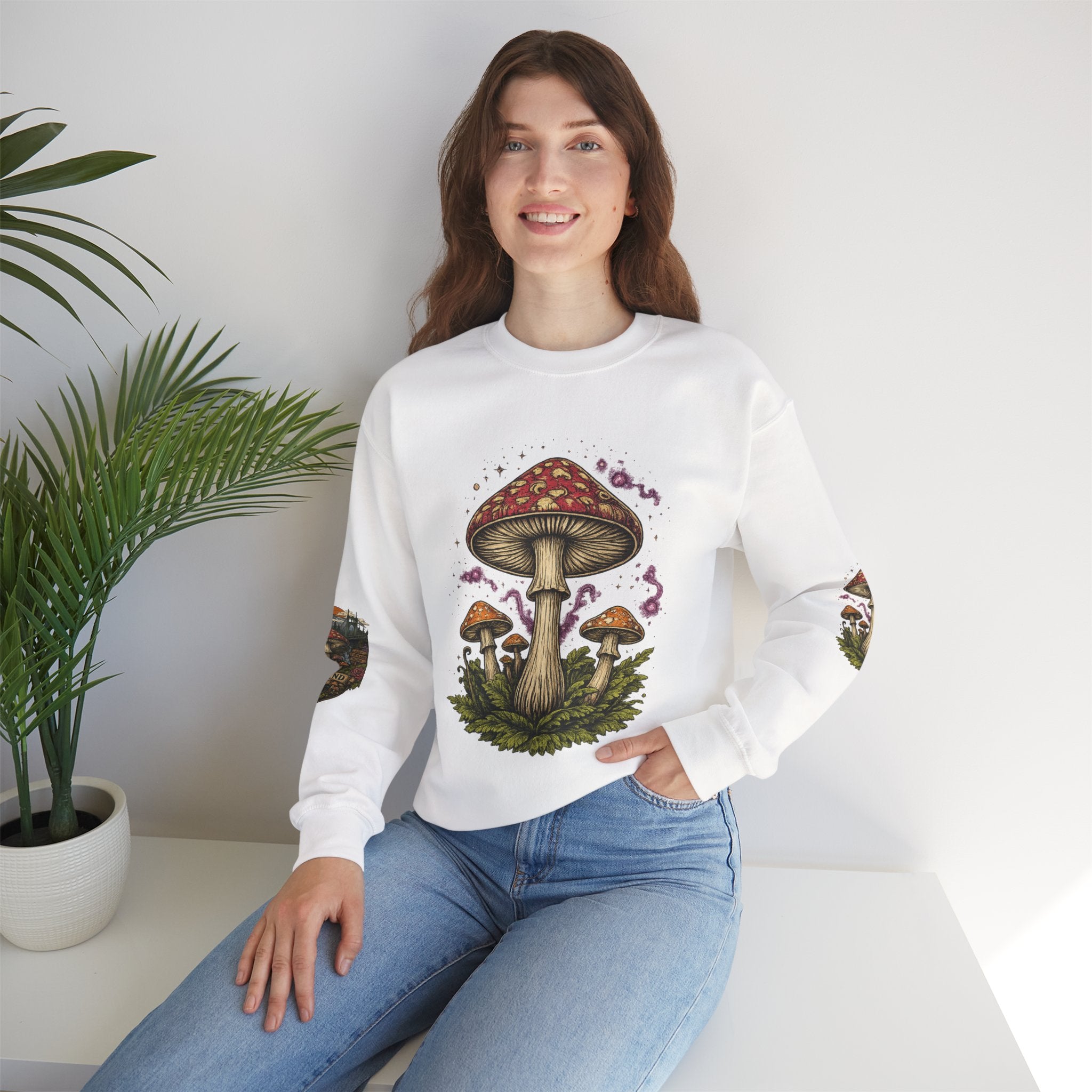 Mushroom Crewneck Sweatshirt — Portland Vintage Psychedelic Fungi Graphic