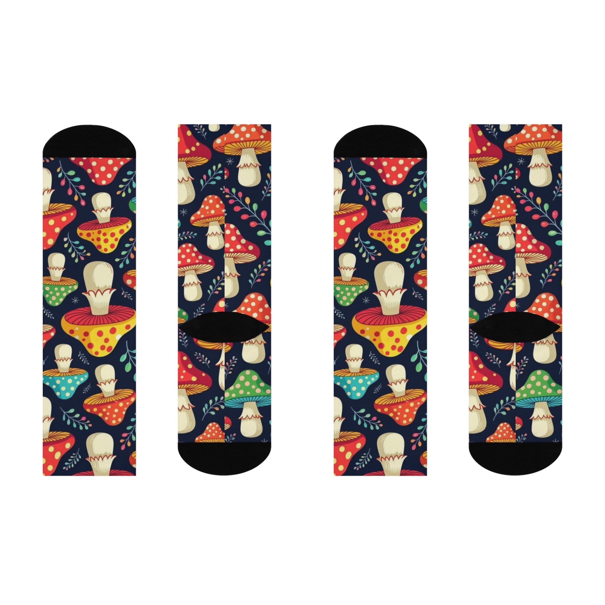 Socks: Colorful Mushroom Cushioned Crew Socks, Cozy Gift for Nature Lovers, Fun Casual Wear, Perfect for Hiking or Lounging