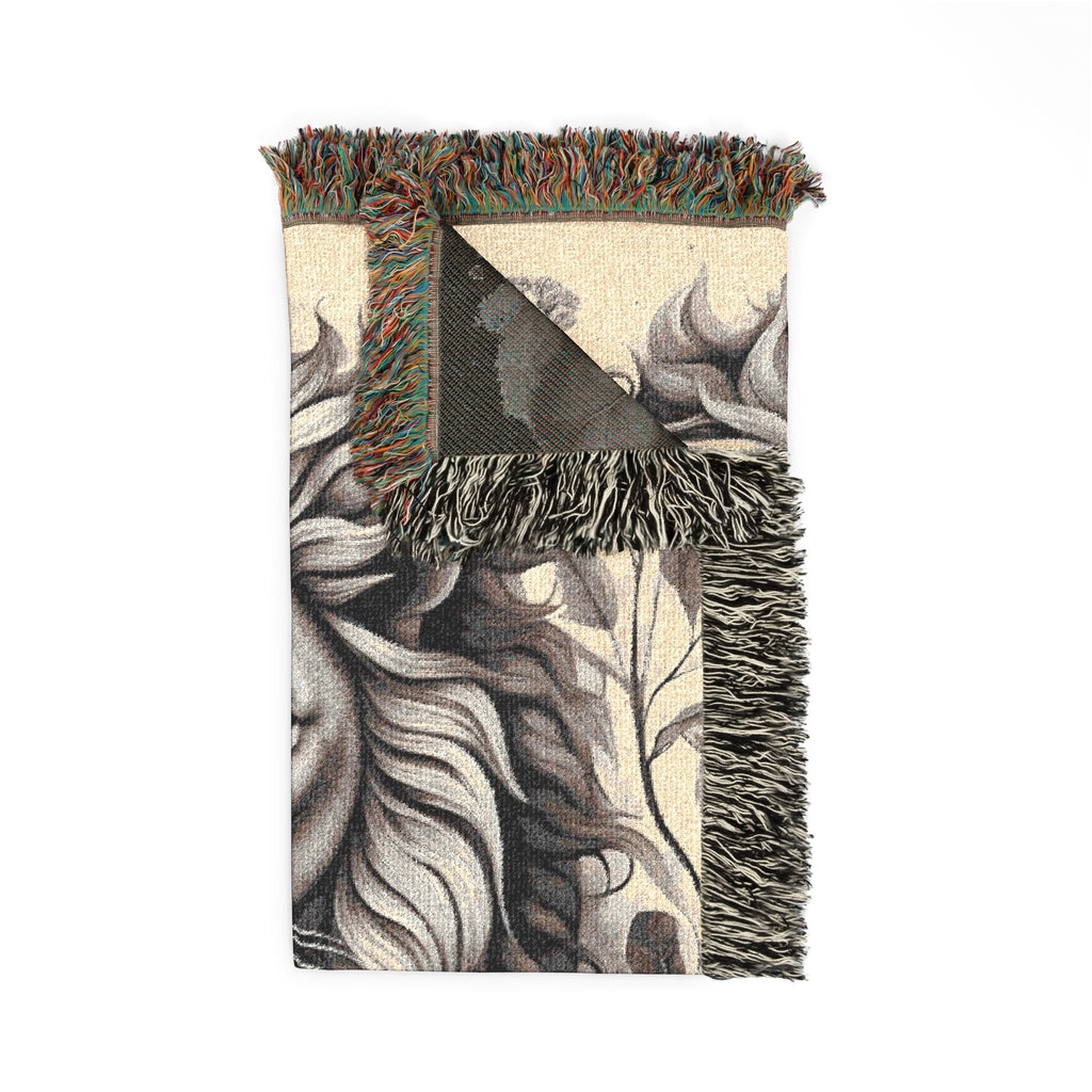 Blanket: Lion Tapestry Woven Blanket — Vintage Safari Lion Throw