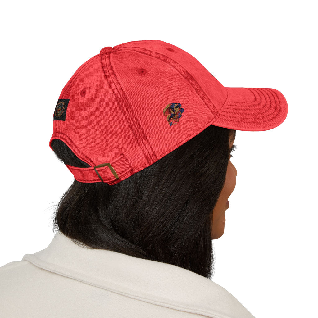 Vintage Embroidered Floral Cap — Retro Red Dad Hat