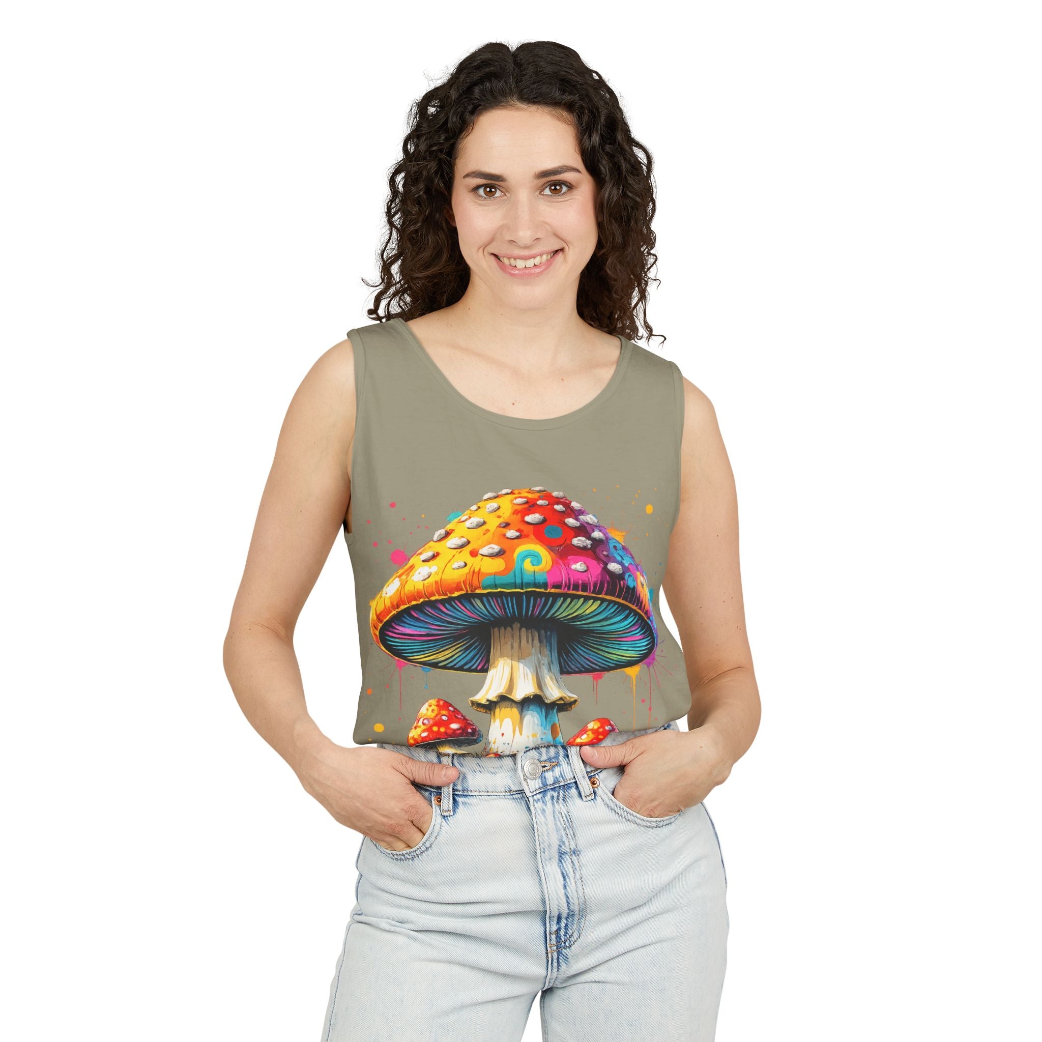Mushroom Graphic Tank Top — Colorful Psychedelic Fungi Design