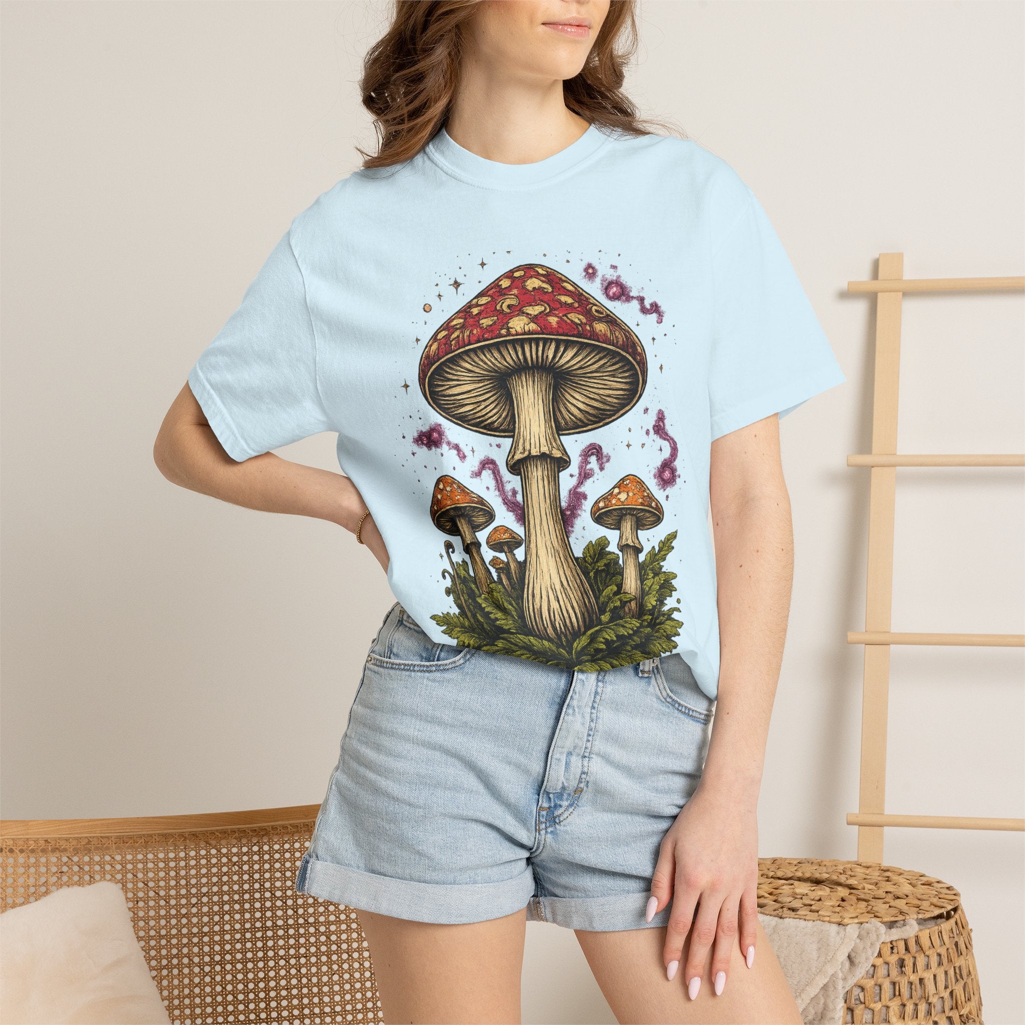 City: Portland Mushroom Graphic T-Shirt — Vintage Forest Amanita Design