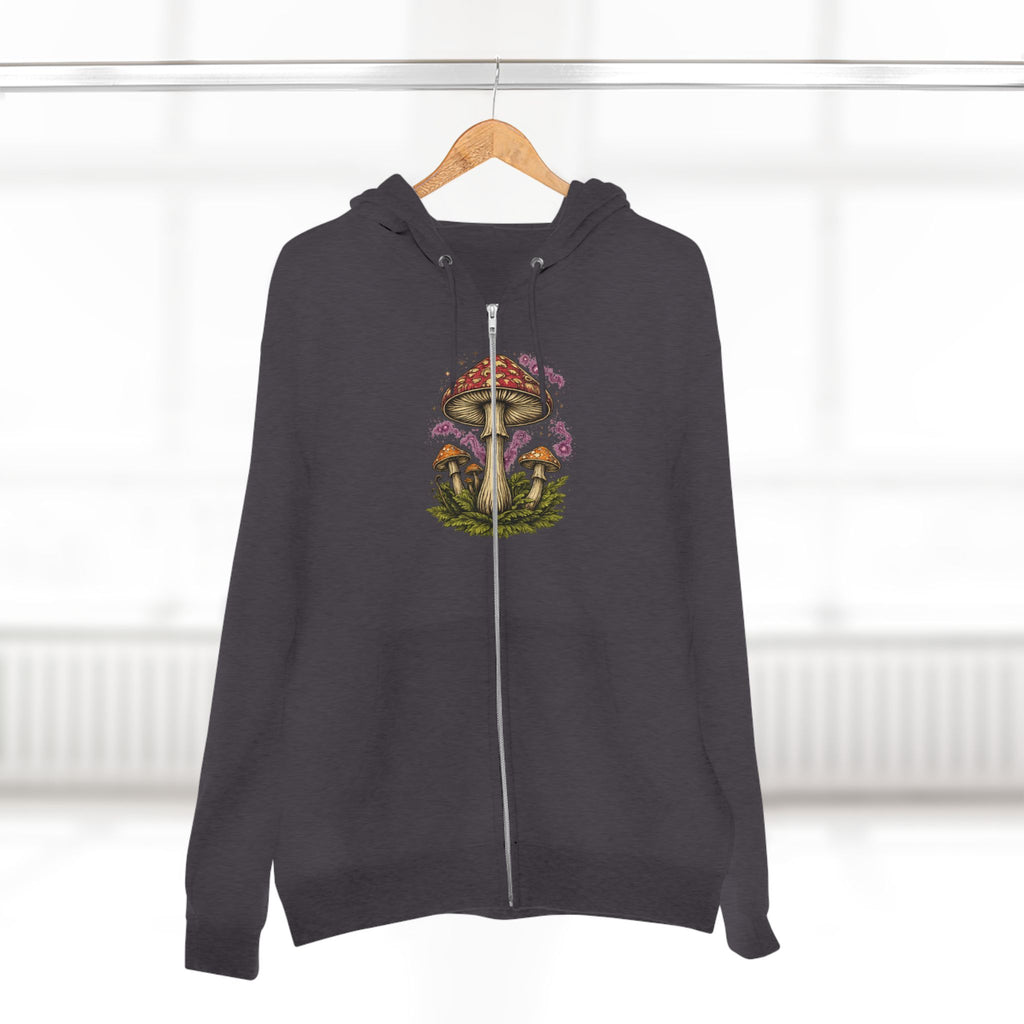Portland Mushroom Zip Hoodie — Vintage Psychedelic Fungi Forest Jacket