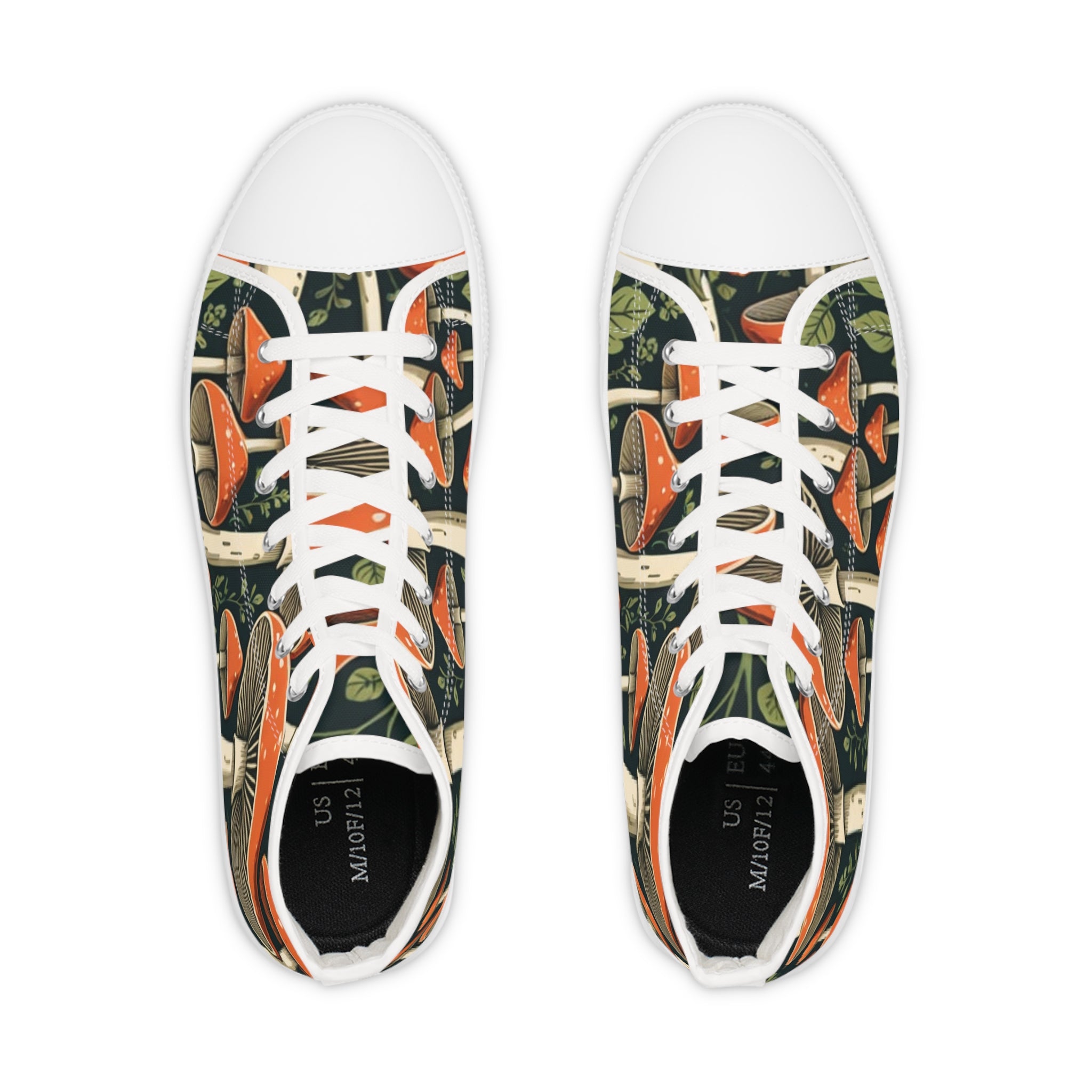 Mushroom Forest High-Top Sneakers — Retro Psychedelic Men's Shoes
