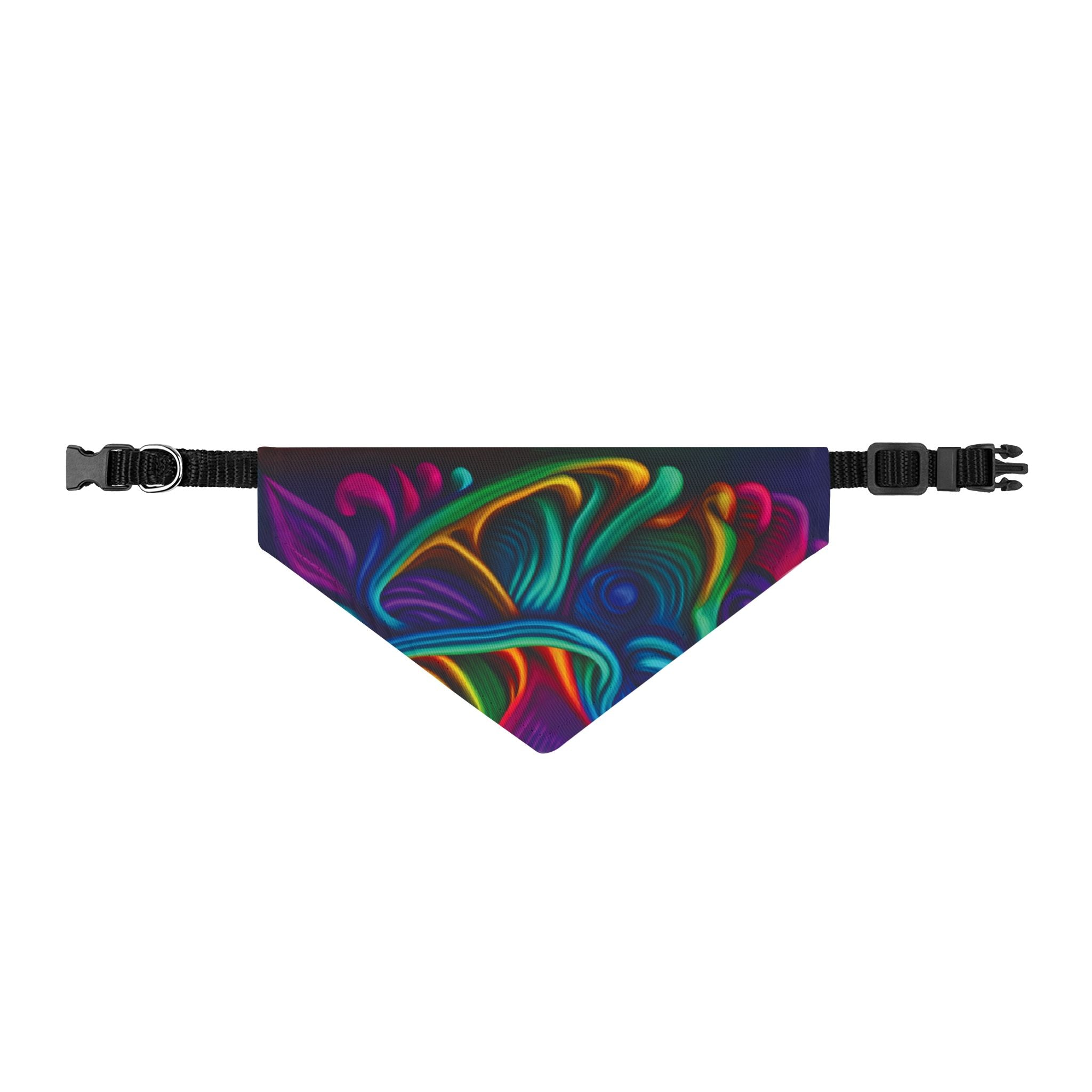 Pet Bandana: Clip-On Pet Bandana — Vibrant Neon Abstract Swirl for Dogs & Cats