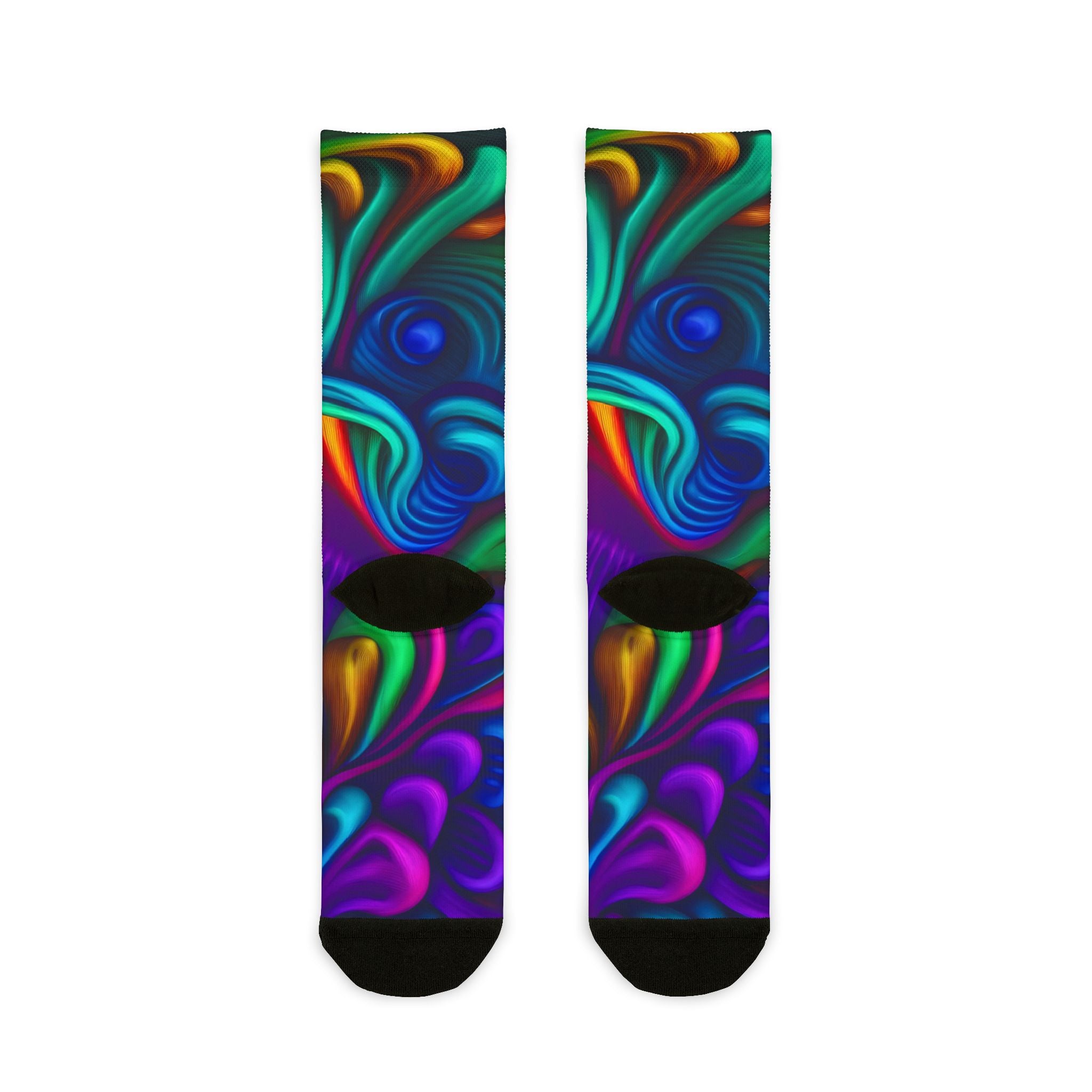 Crew Socks: Psychedelic Swirl Crew Socks - Vibrant Abstract Sublimation Socks