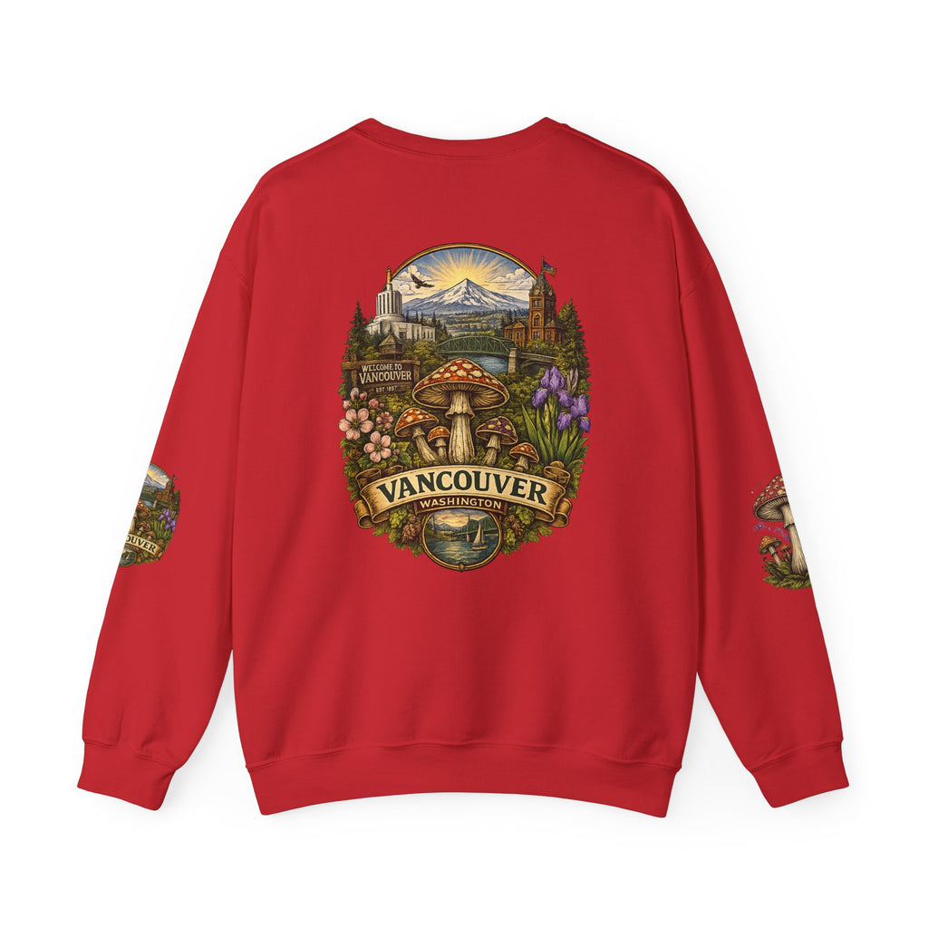 Mushroom Vancouver Crewneck Sweatshirt — Scenic Pacific Northwest Fungi Design