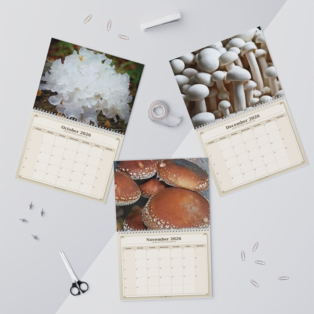 Mushroom Wall Calendar — 12-Month Fungi Photography Calendar (Monthly Planner)