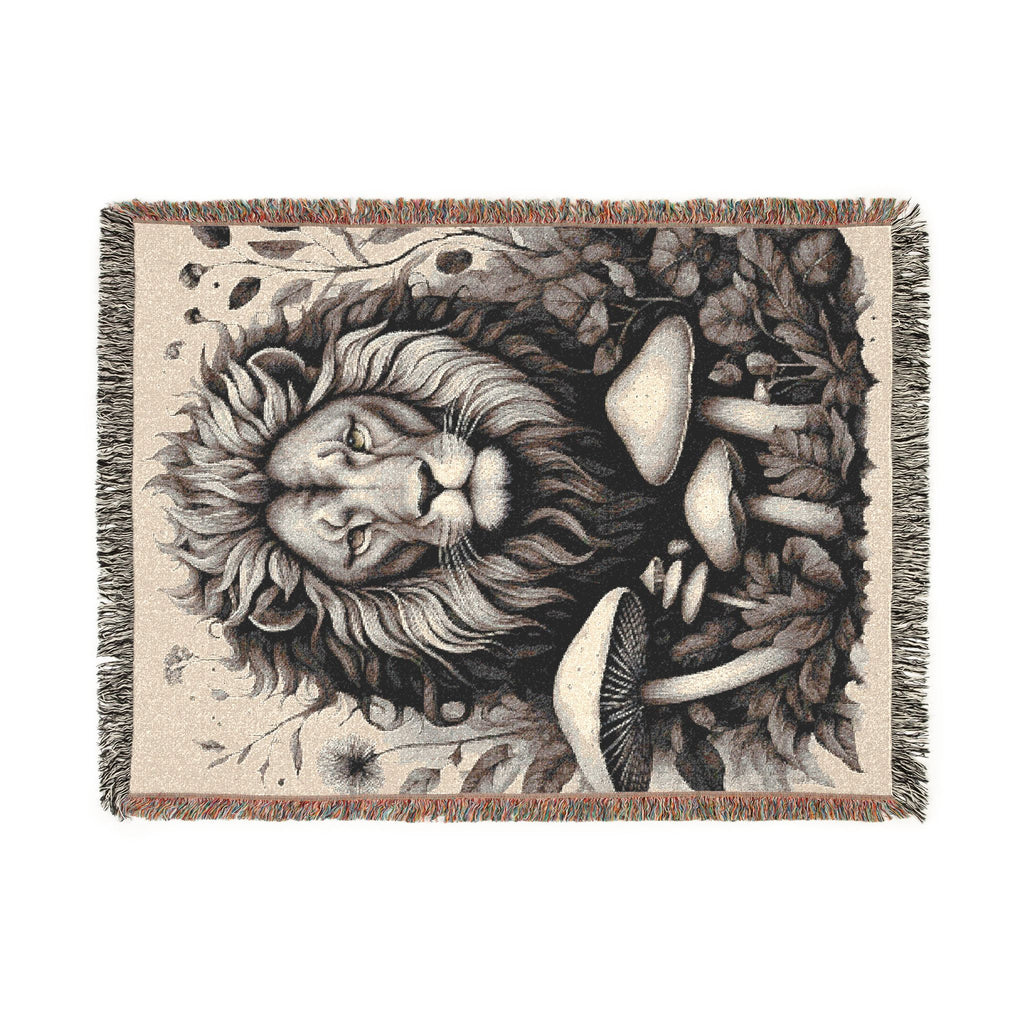 Blanket: Lion Tapestry Woven Blanket — Vintage Safari Lion Throw