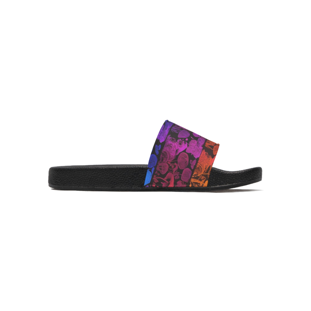 Slide Sandals: Rainbow Pattern Slide Sandals — Rainbow Grunge Pool Slides