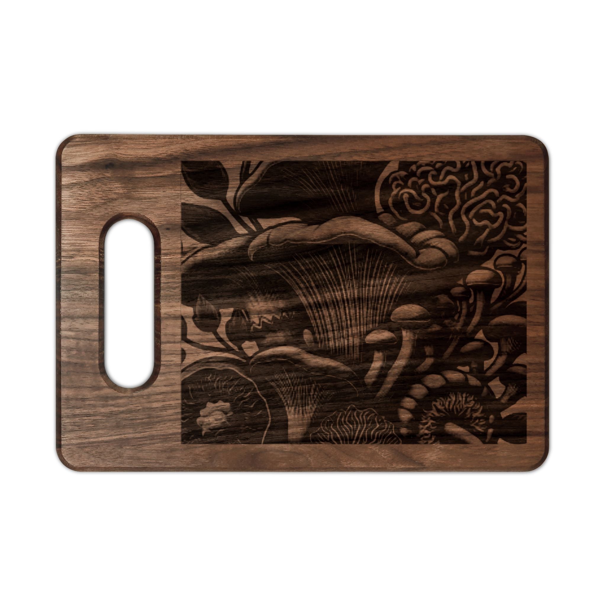 Engraved Mushroom Forest Wooden Cutting Board — Decorative Serving & Prep Board