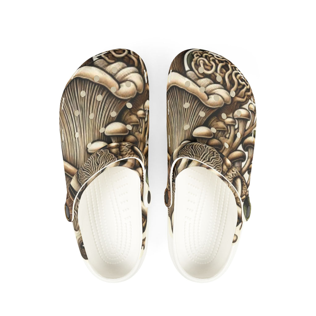 Mushroom Art EVA Clogs — Brown Psychedelic Fungi Clogs