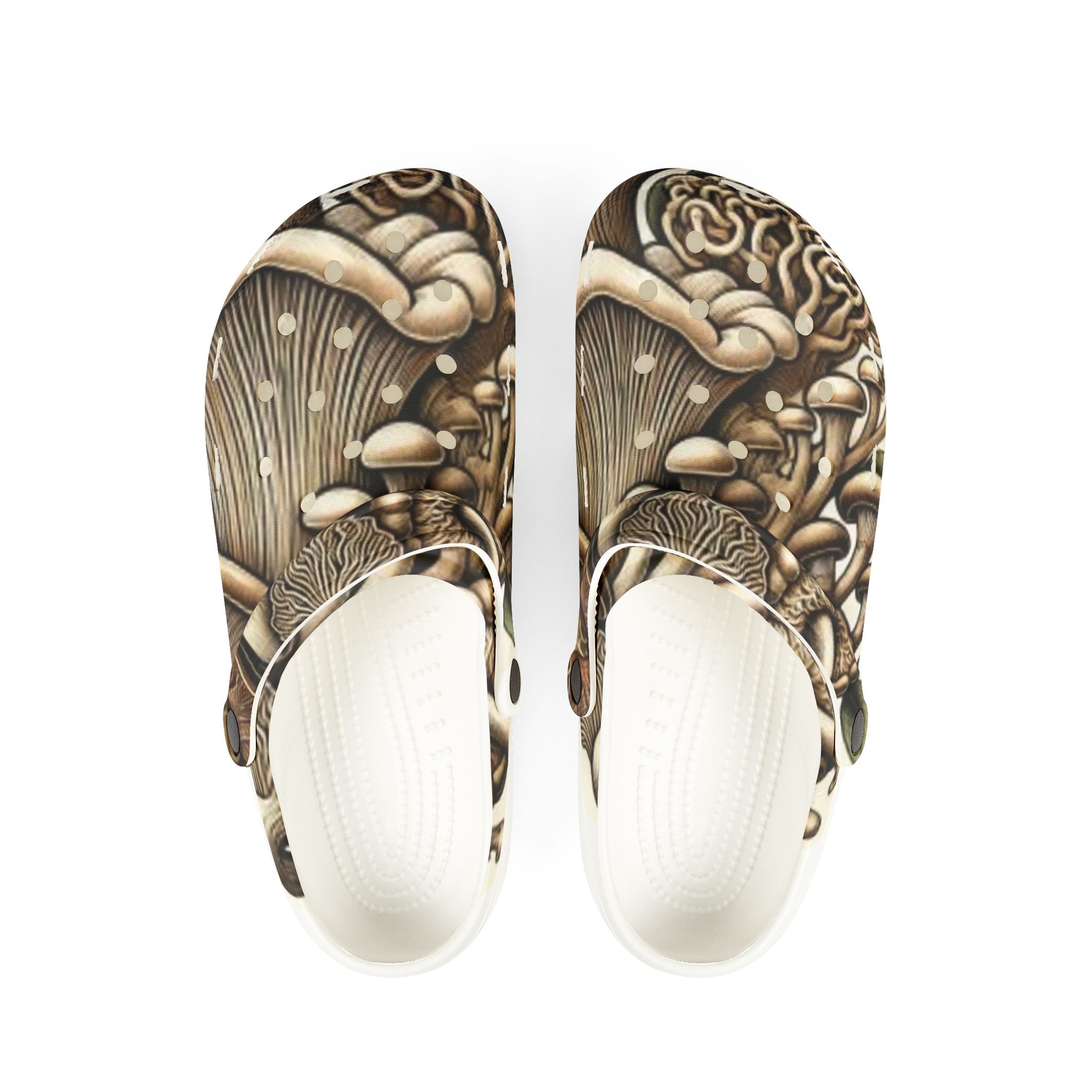 Mushroom Art EVA Clogs — Brown Psychedelic Fungi Clogs