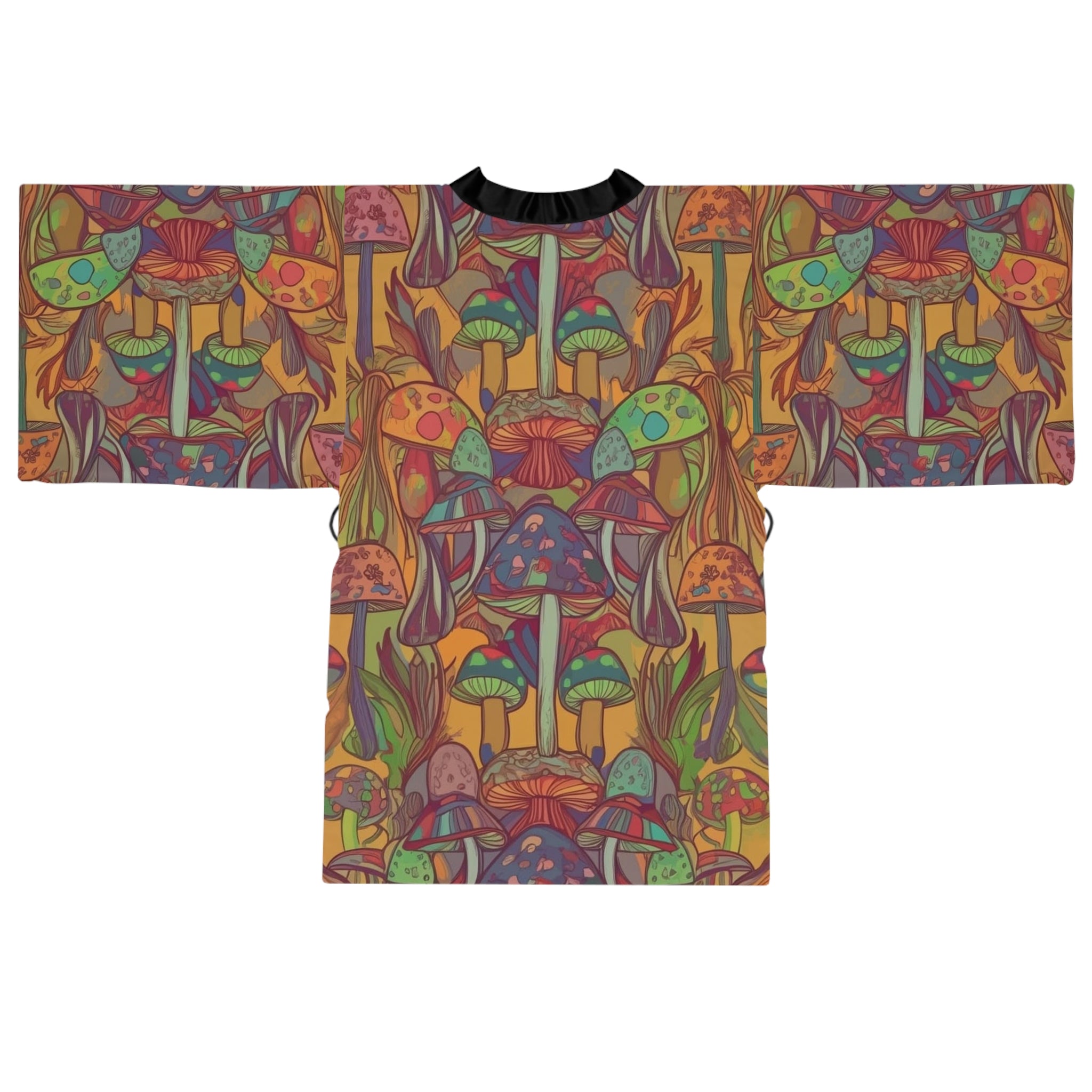 Kimono Robe: Psychedelic Mushroom Kimono Robe — Colorful Boho Lounge Jacket