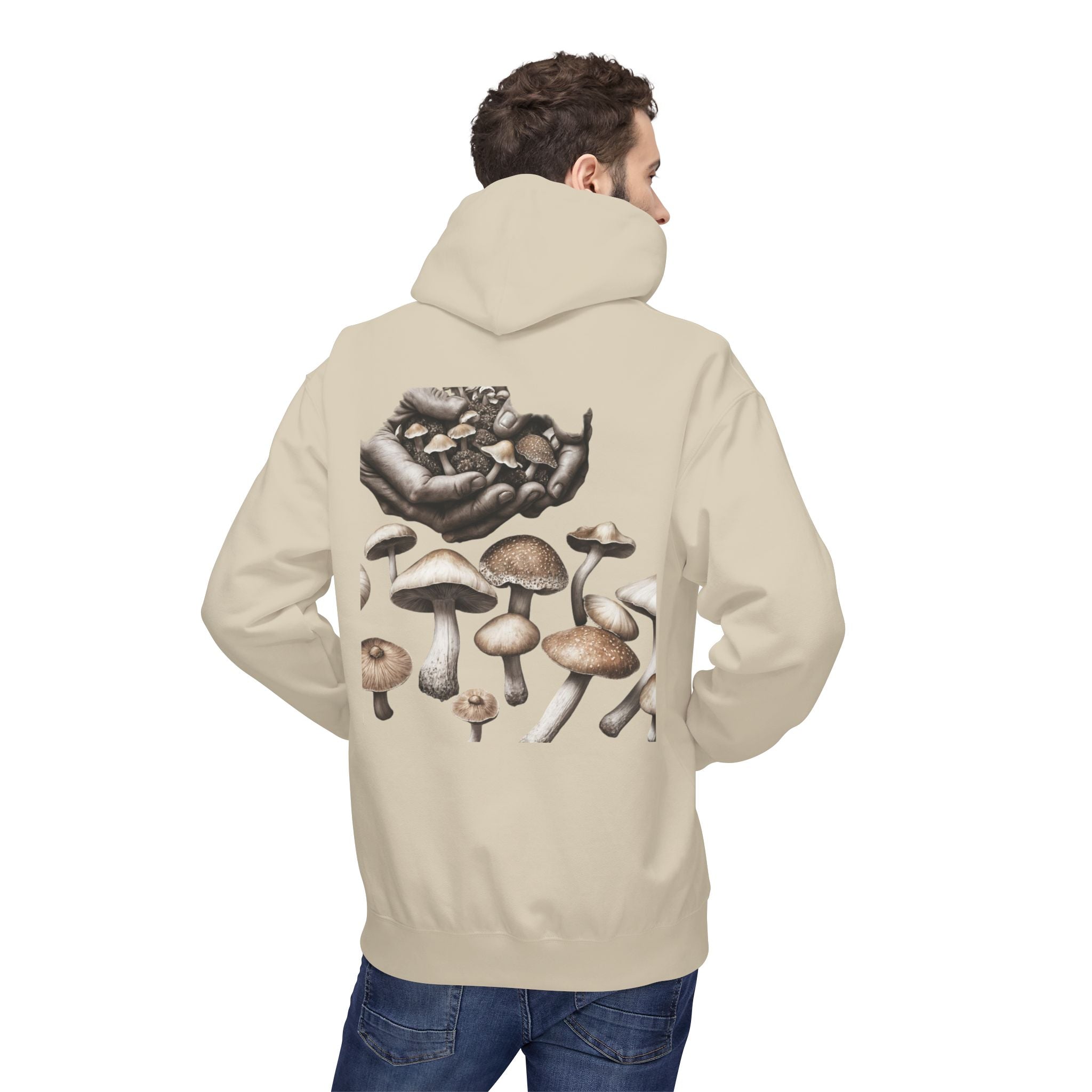 Mushroom Art Hoodie — Botanical Foraging Graphic Pullover
