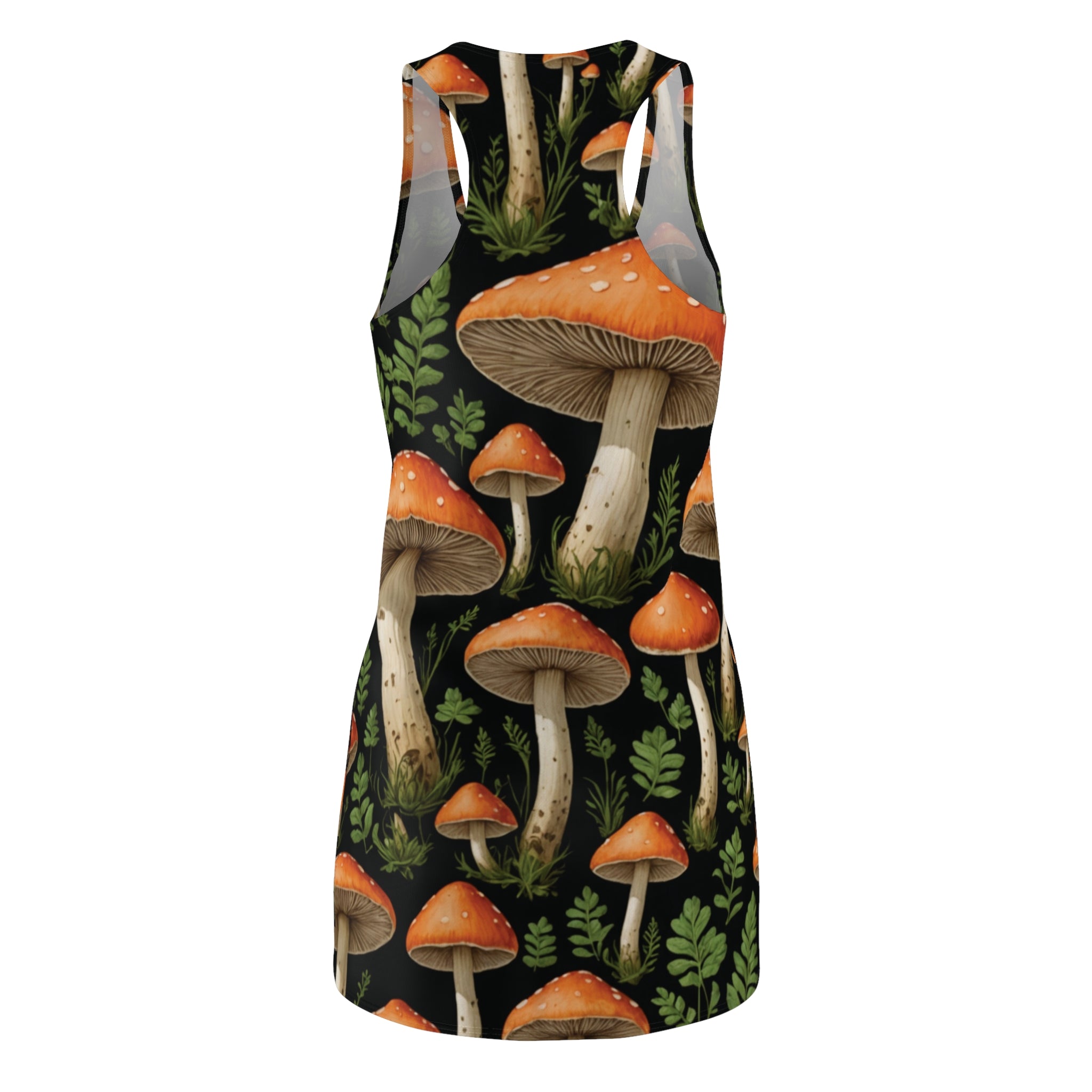 Mushroom Pattern Racerback Dress — Botanical Orange Toadstool AOP