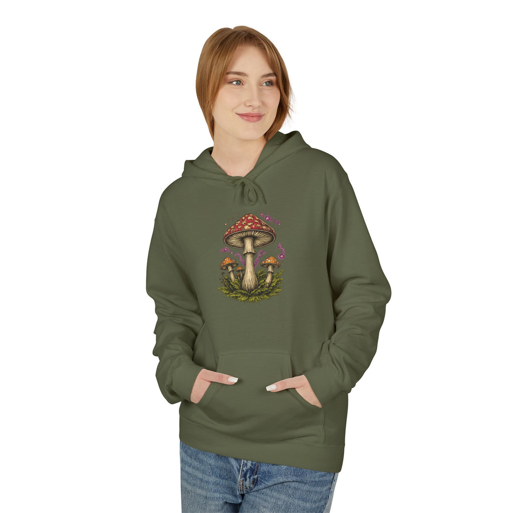 Mushroom Art Hoodie — Botanical Foraging Graphic Pullover