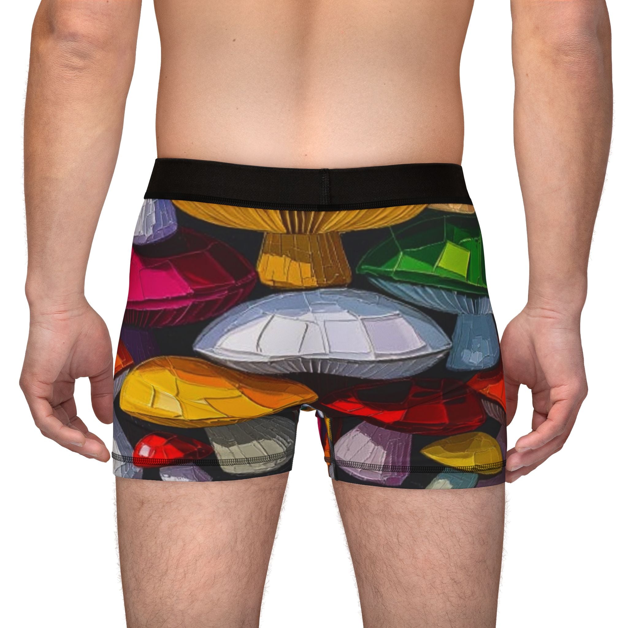 Mushroom Garden Men's Boxer Briefs – Colorful Psychedelic Fungi Print Underwear