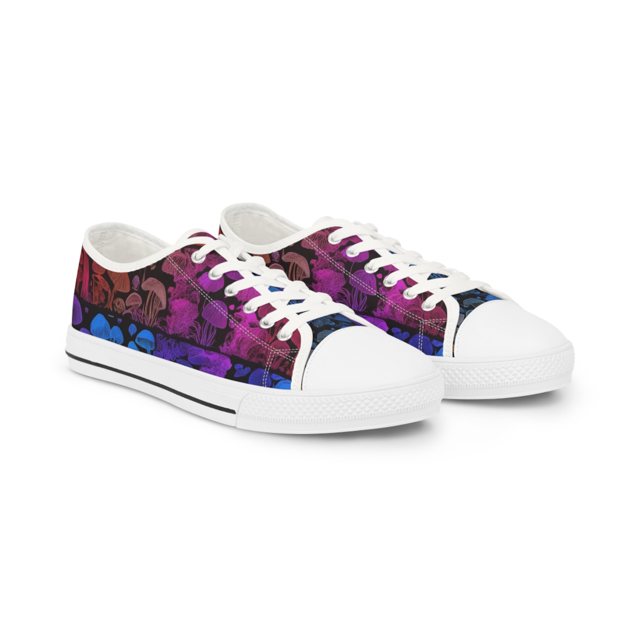 Low Top Sneakers — Purple & Blue Grunge Heart Pattern