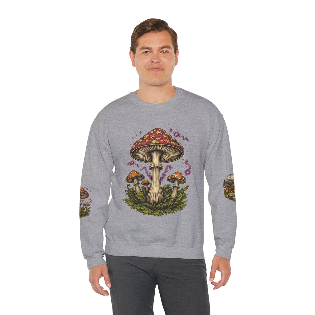 Mushroom Vancouver Crewneck Sweatshirt — Scenic Pacific Northwest Fungi Design