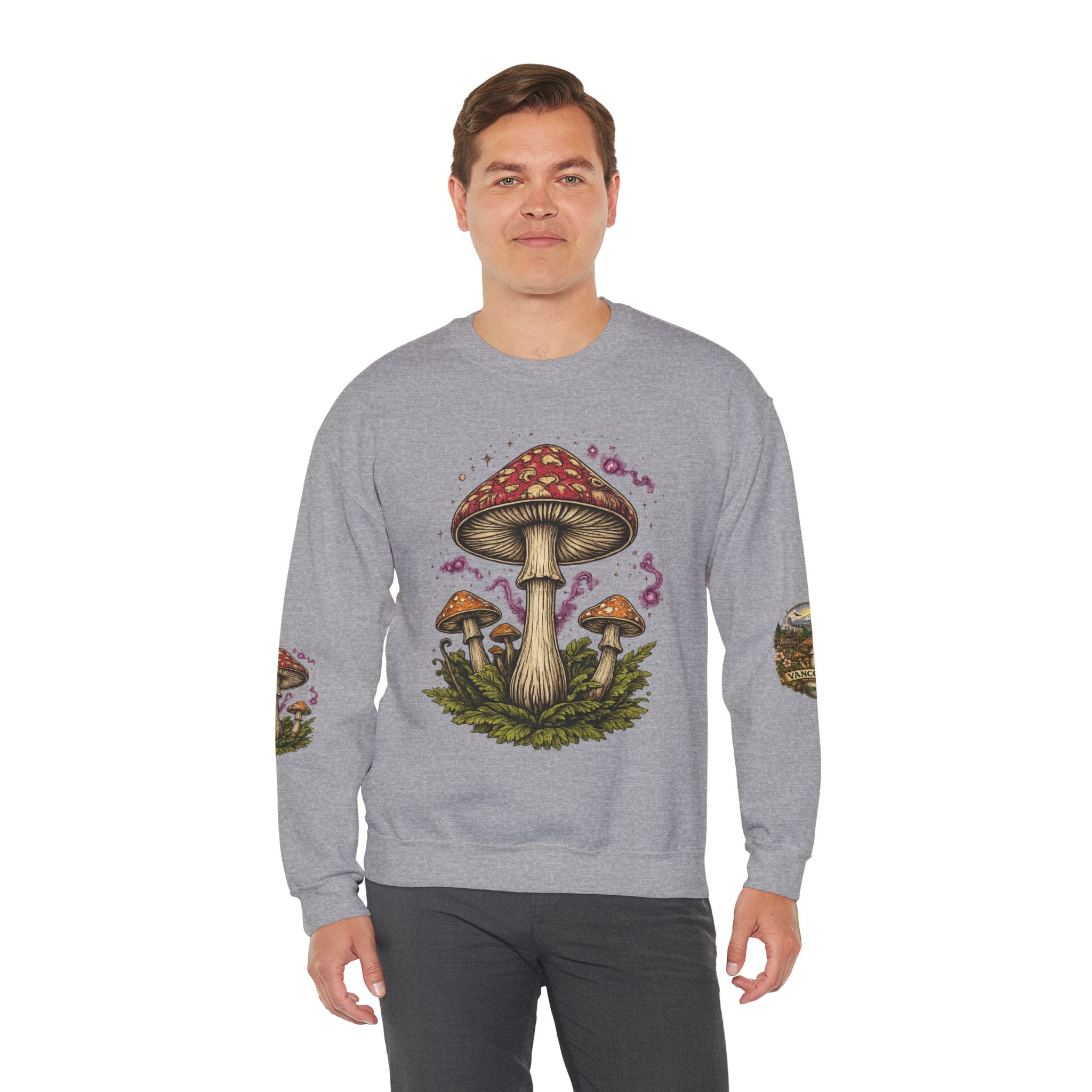 Mushroom Vancouver Crewneck Sweatshirt — Scenic Pacific Northwest Fungi Design