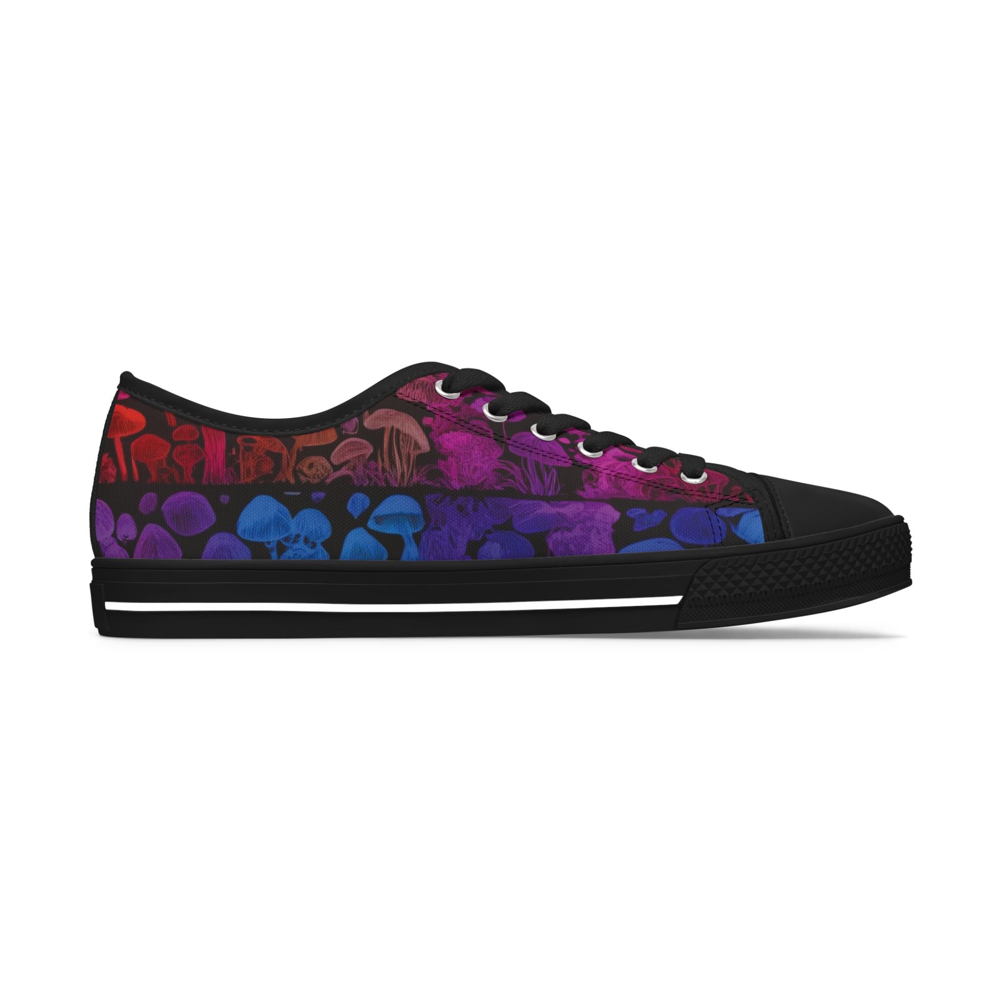 Women's Low Top Sneakers — Purple Skull Pattern Casual Canvas Shoes