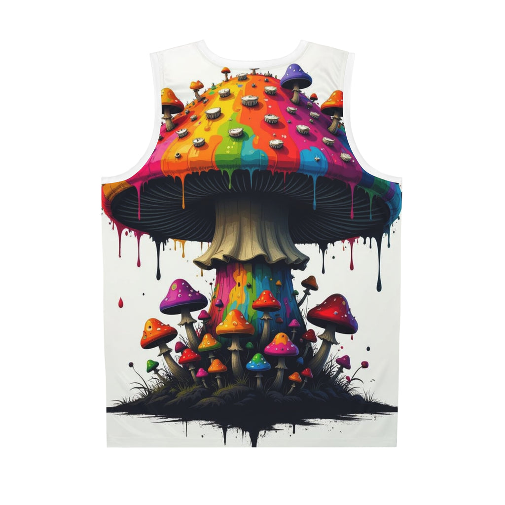 Psychedelic Rainbow Mushroom Basketball Jersey — All-Over Print
