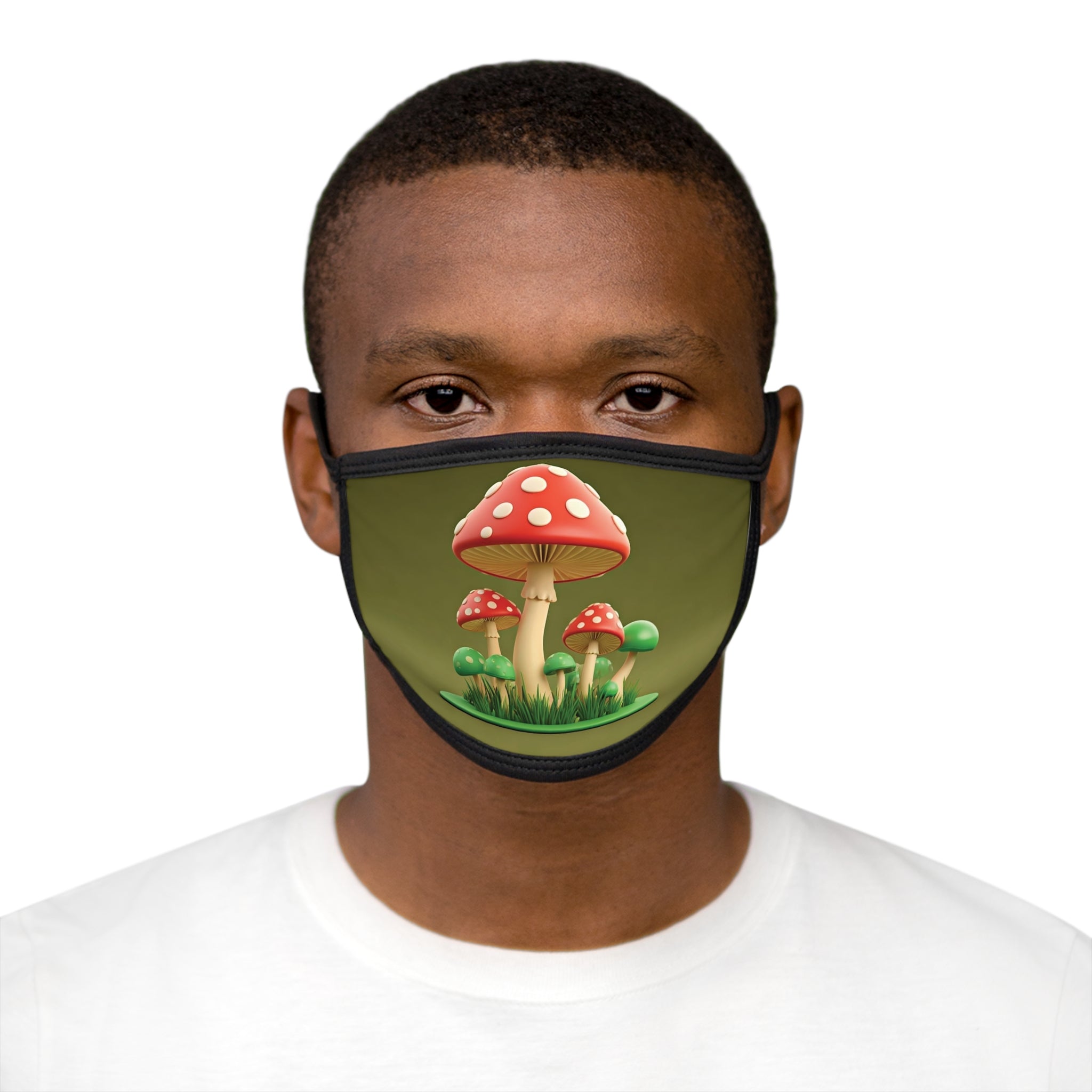 Face Mask: Mushroom Cluster Face Mask — Cute Red Toadstool Mask for Nature Lovers