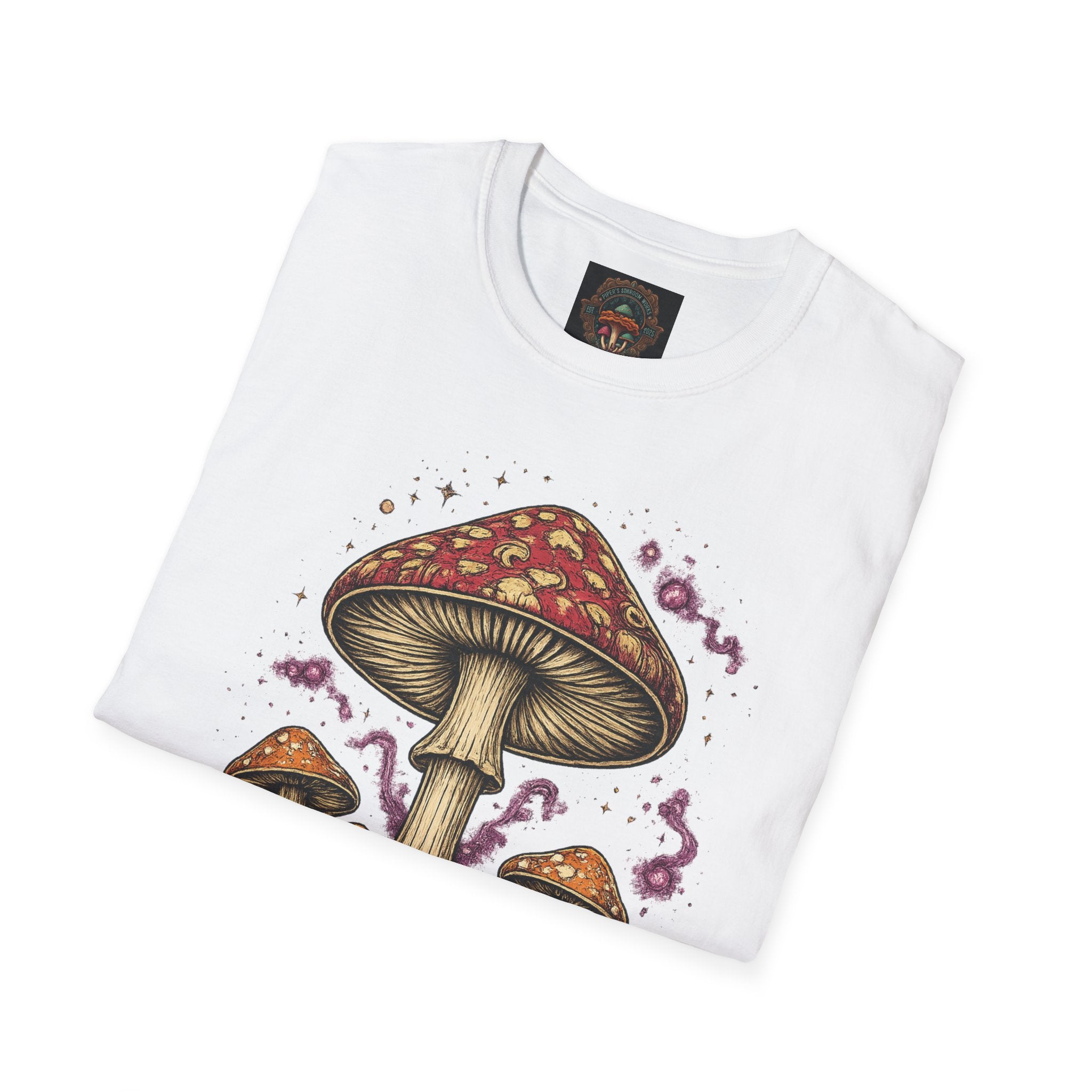 Mushroom Illustration T-Shirt – Vintage Red Toadstool Graphic