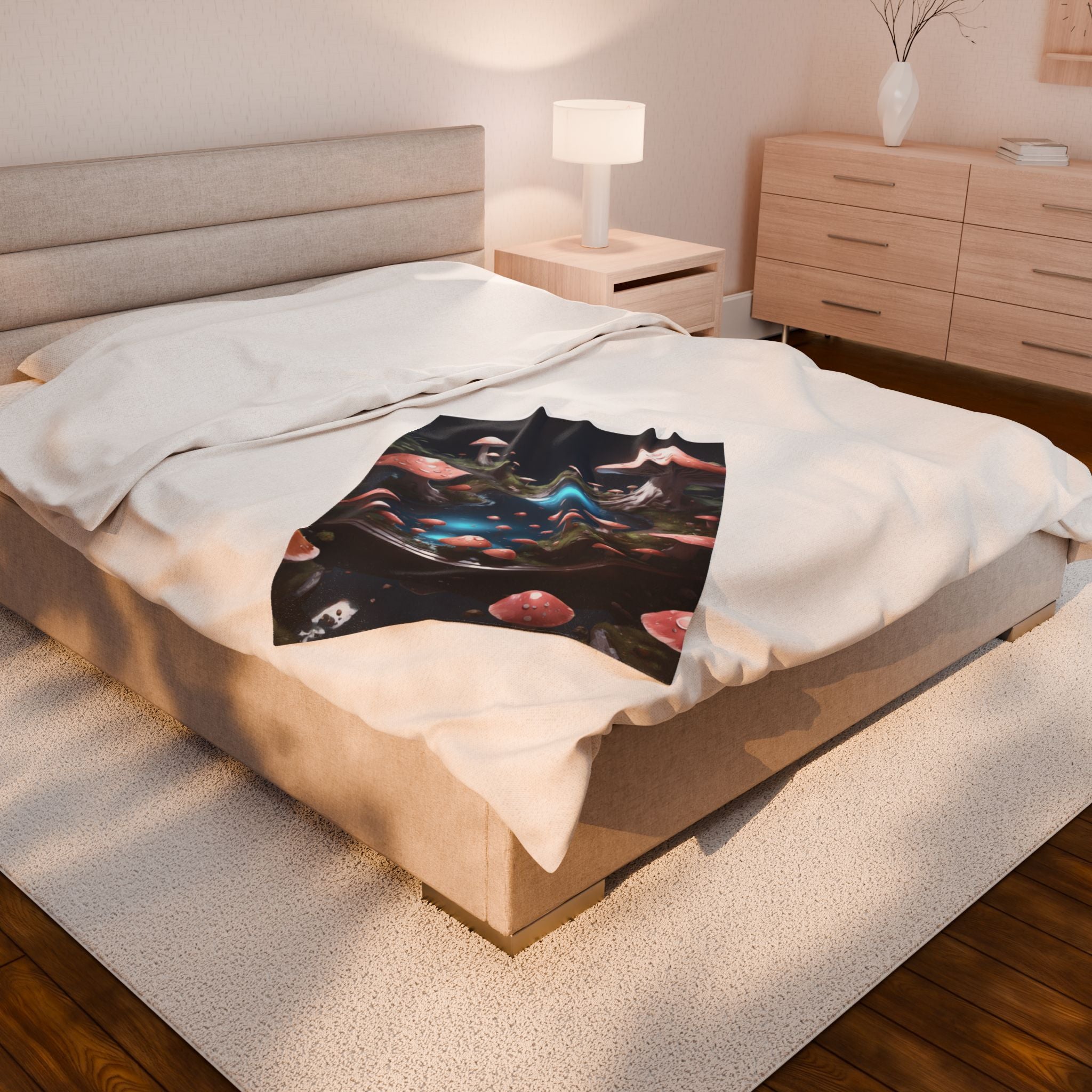 🧚‍♂️ Enchanted Fungi Forest Microfiber Blanket – Where Magic Meets Softness 🍄💧
