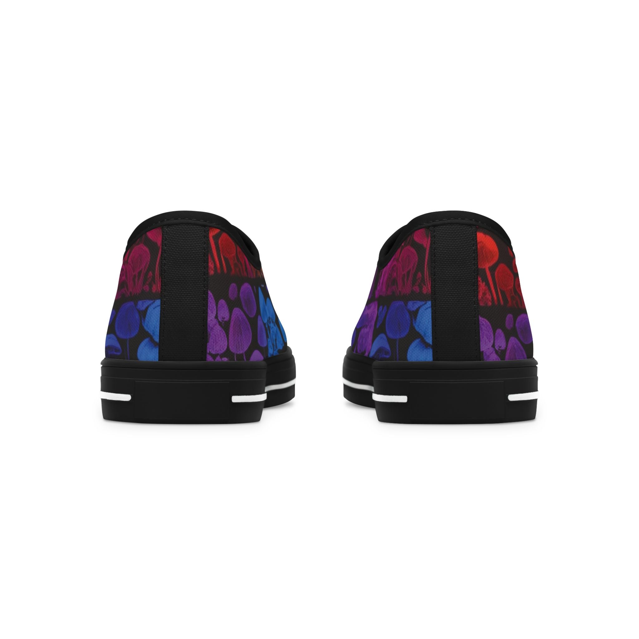 Women's Low Top Sneakers — Purple Skull Pattern Casual Canvas Shoes