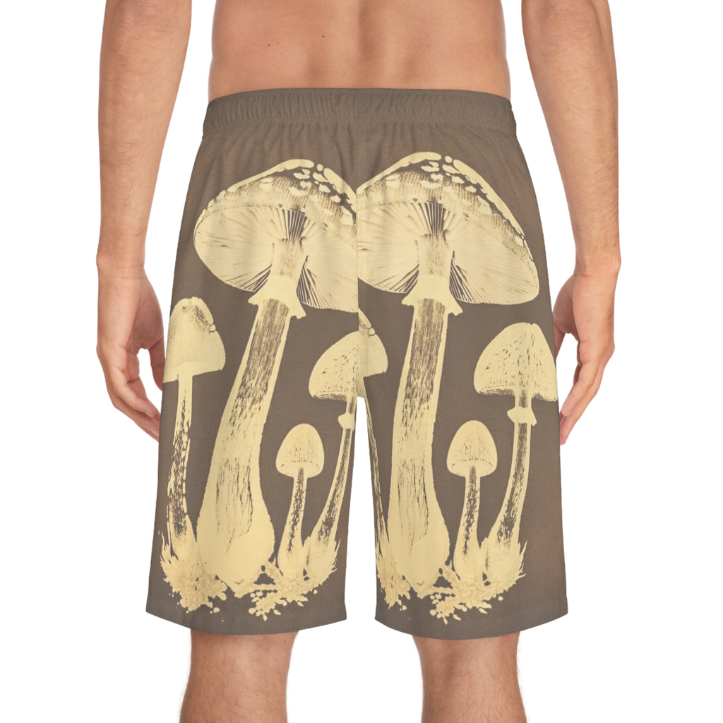 Shorts de bain imprimé champignons — Short de bain style surf botanique vintage