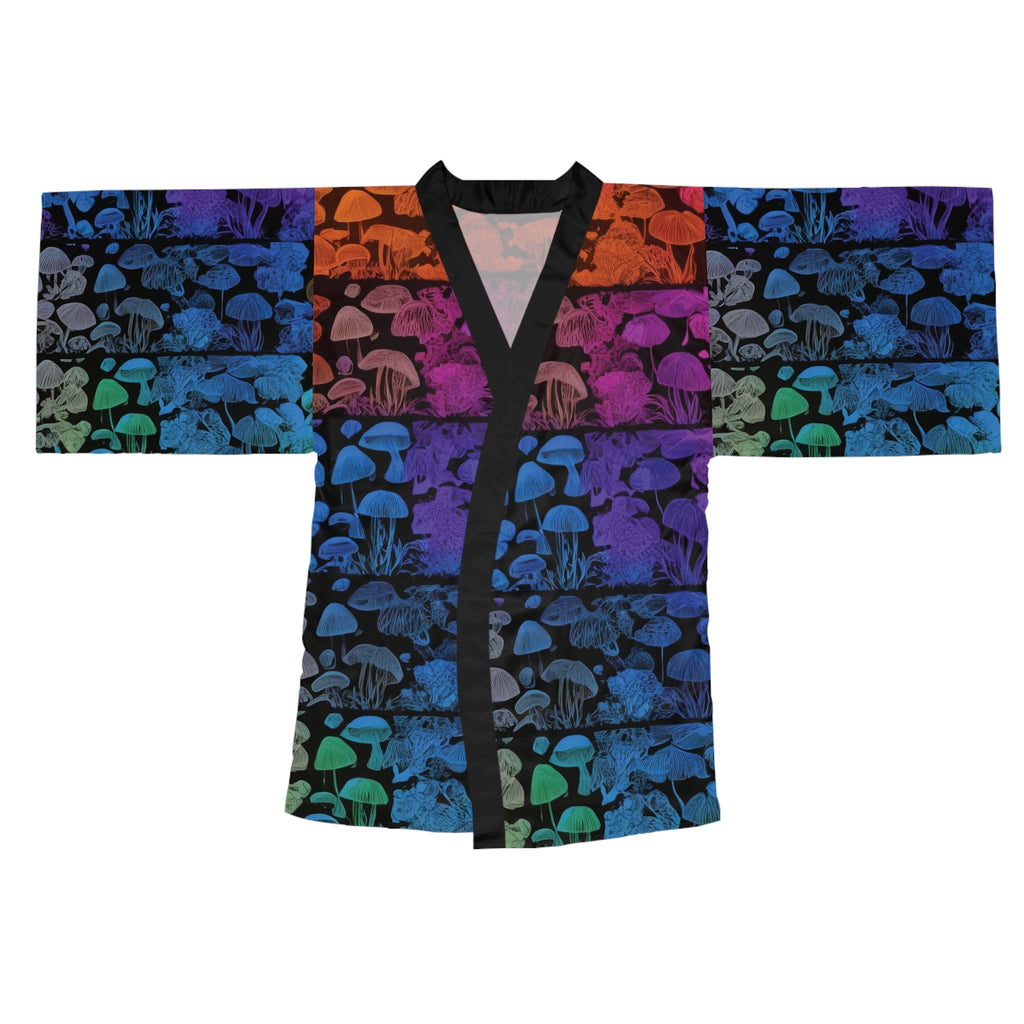 Kimono Robe: Mushroom Gradient Kimono Robe — Colorful Psychedelic Mushroom Print