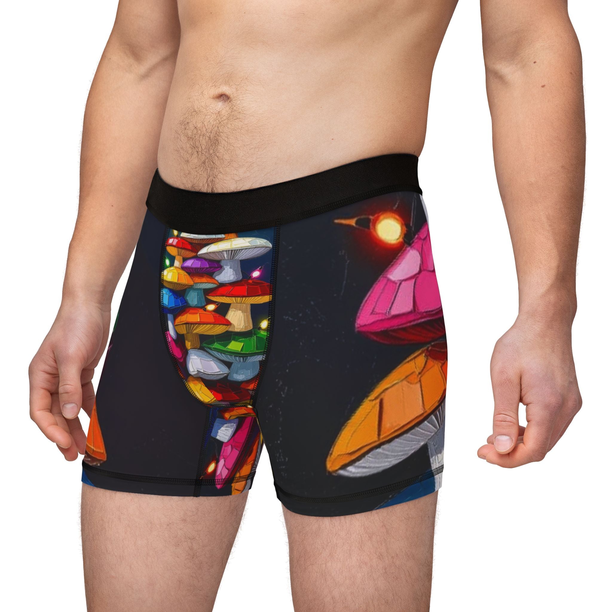 Mushroom Garden Men's Boxer Briefs – Colorful Psychedelic Fungi Print Underwear