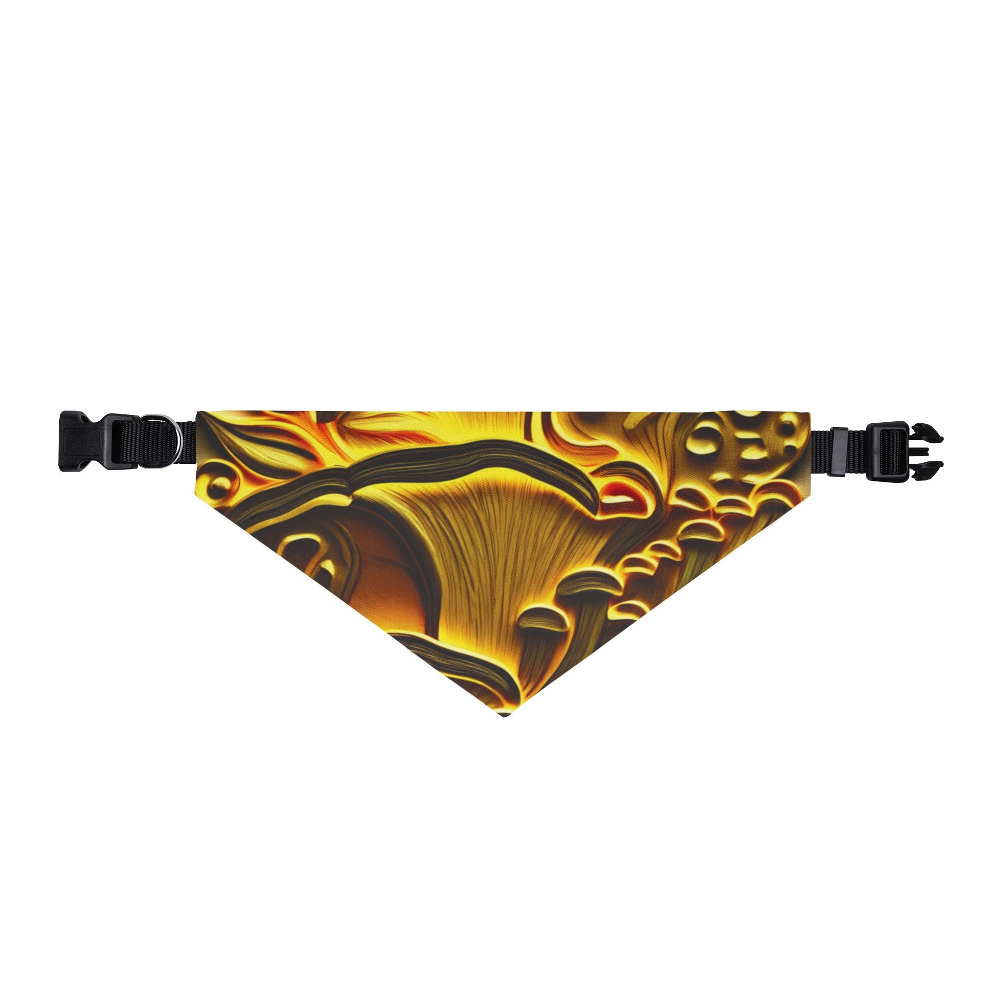 Pet Bandana: Clip-On Pet Bandana — Golden Mushroom Abstract Pattern