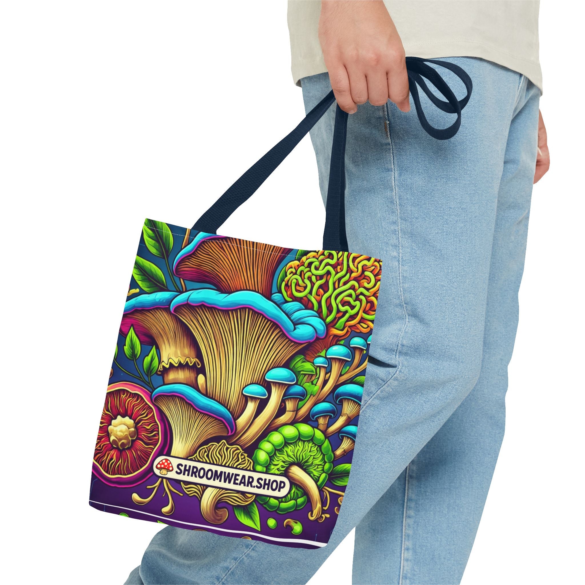 Bag: Mushroom Art Tote Bag – Psychedelic Fungi All-Over Print Eco Tote