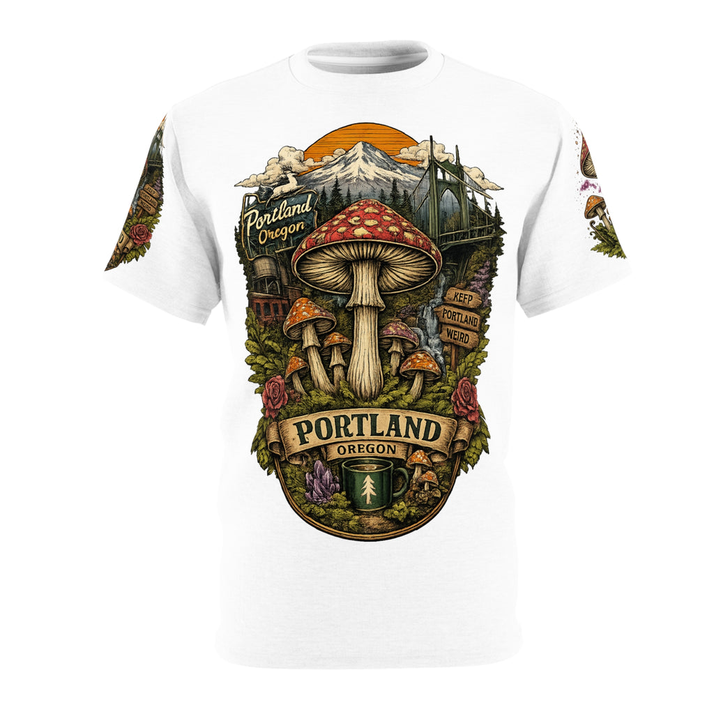 Portland Mushroom Scenic Tee — Portland Oregon Nature Graphic T-Shirt