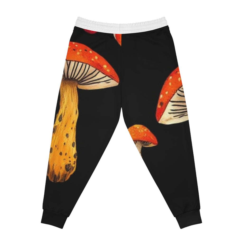 Pantalones deportivos tipo jogger con estampado integral de hongos amanita muscaria — Pantalones deportivos tipo jogger con estampado integral de bosque psicodélico