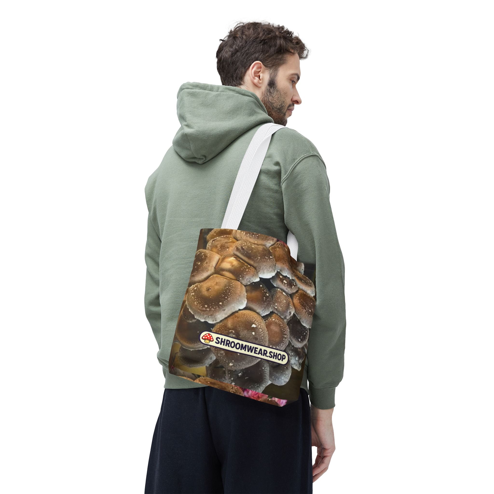 Bag: Mushroom Print Tote Bag-Over-Print Canvas Tote