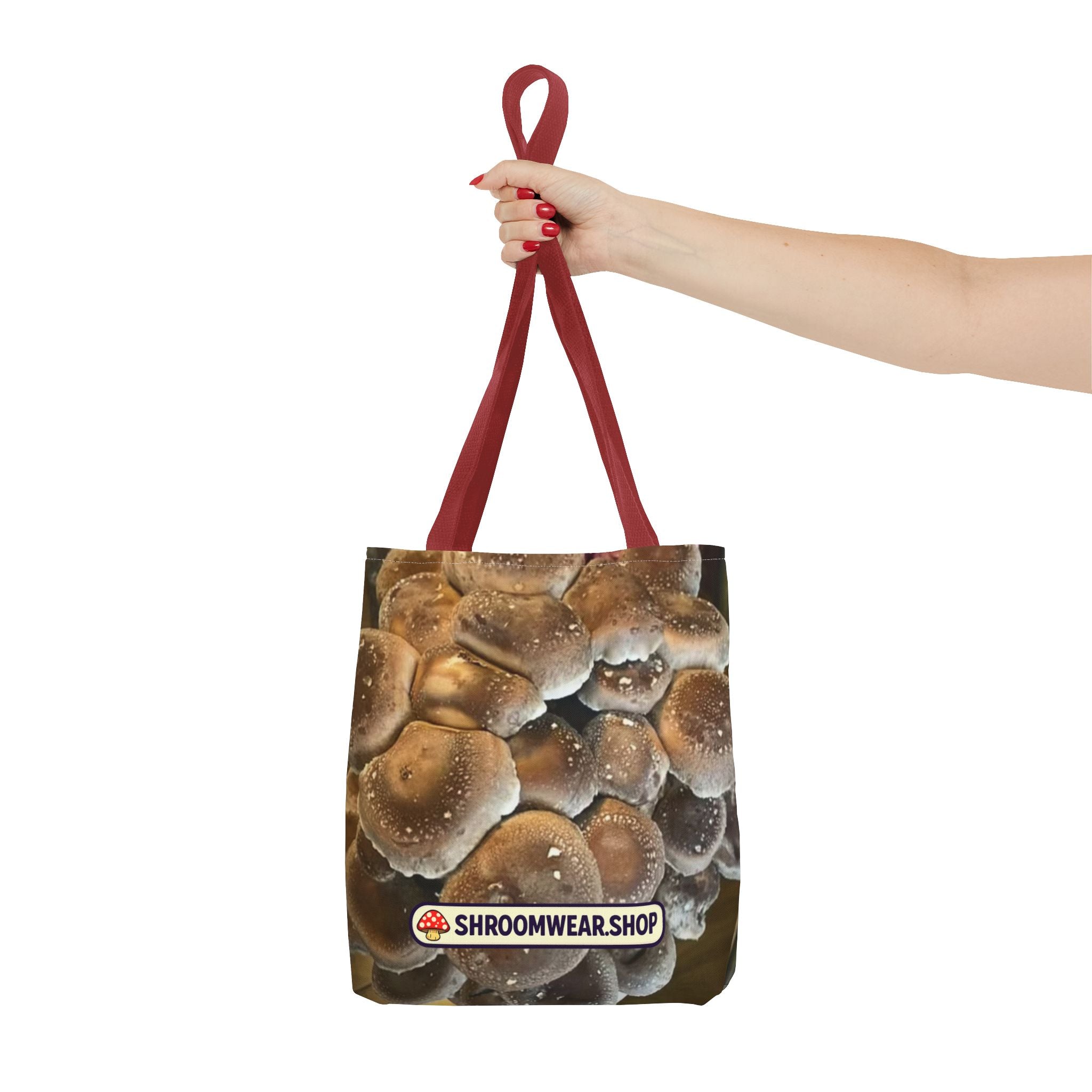 Bag: Mushroom Print Tote Bag-Over-Print Canvas Tote