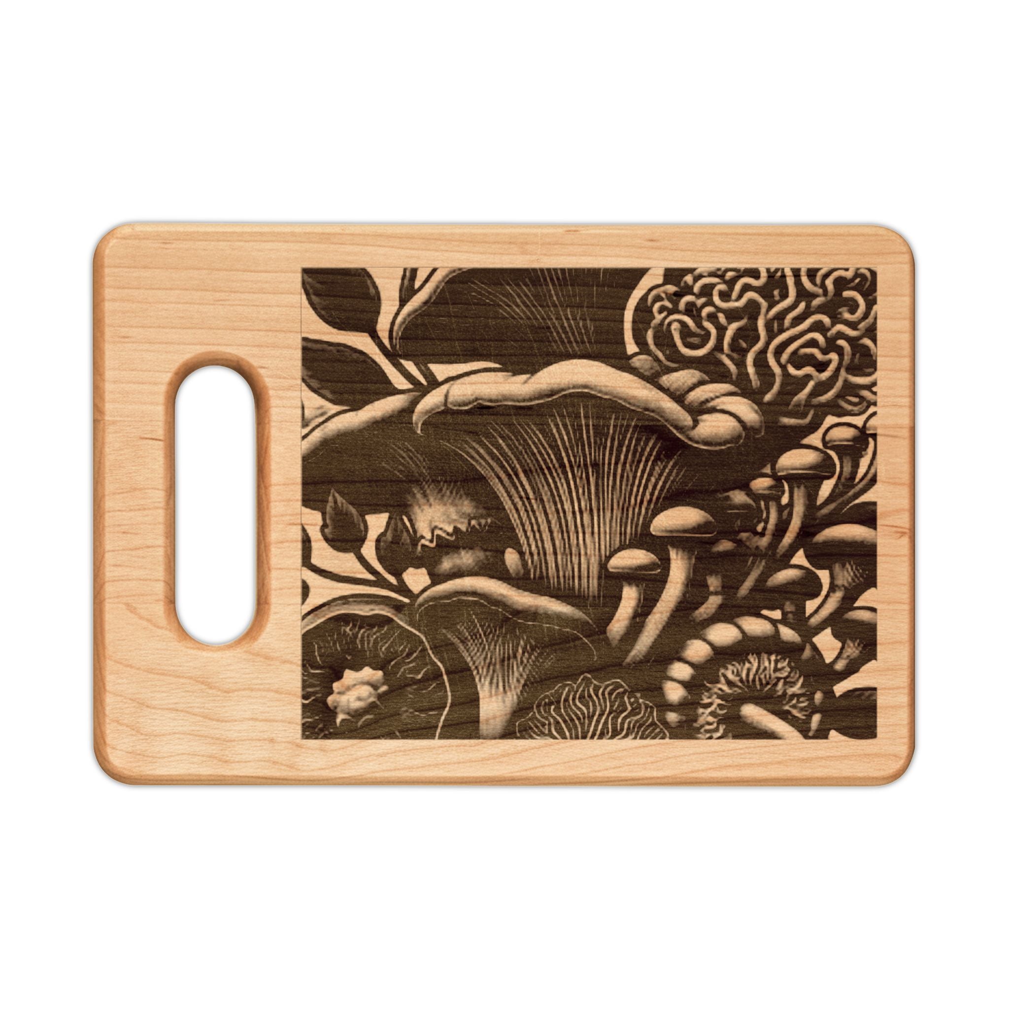Engraved Mushroom Forest Wooden Cutting Board — Decorative Serving & Prep Board