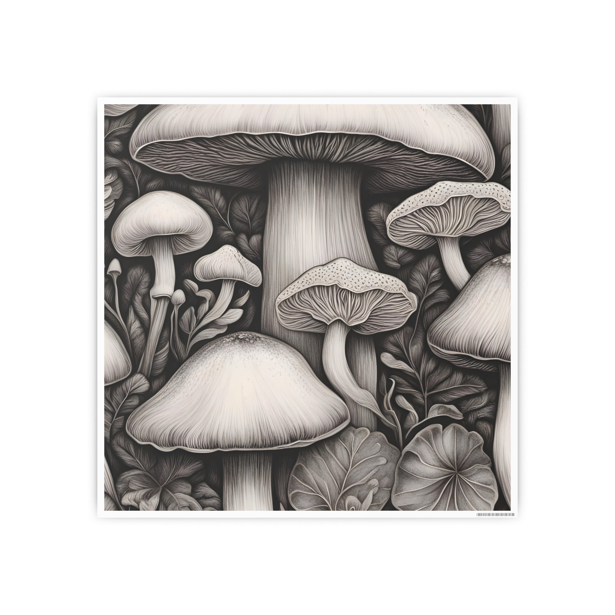 Poster: Mushroom Illustration Poster — Botanical Fungi Art Print