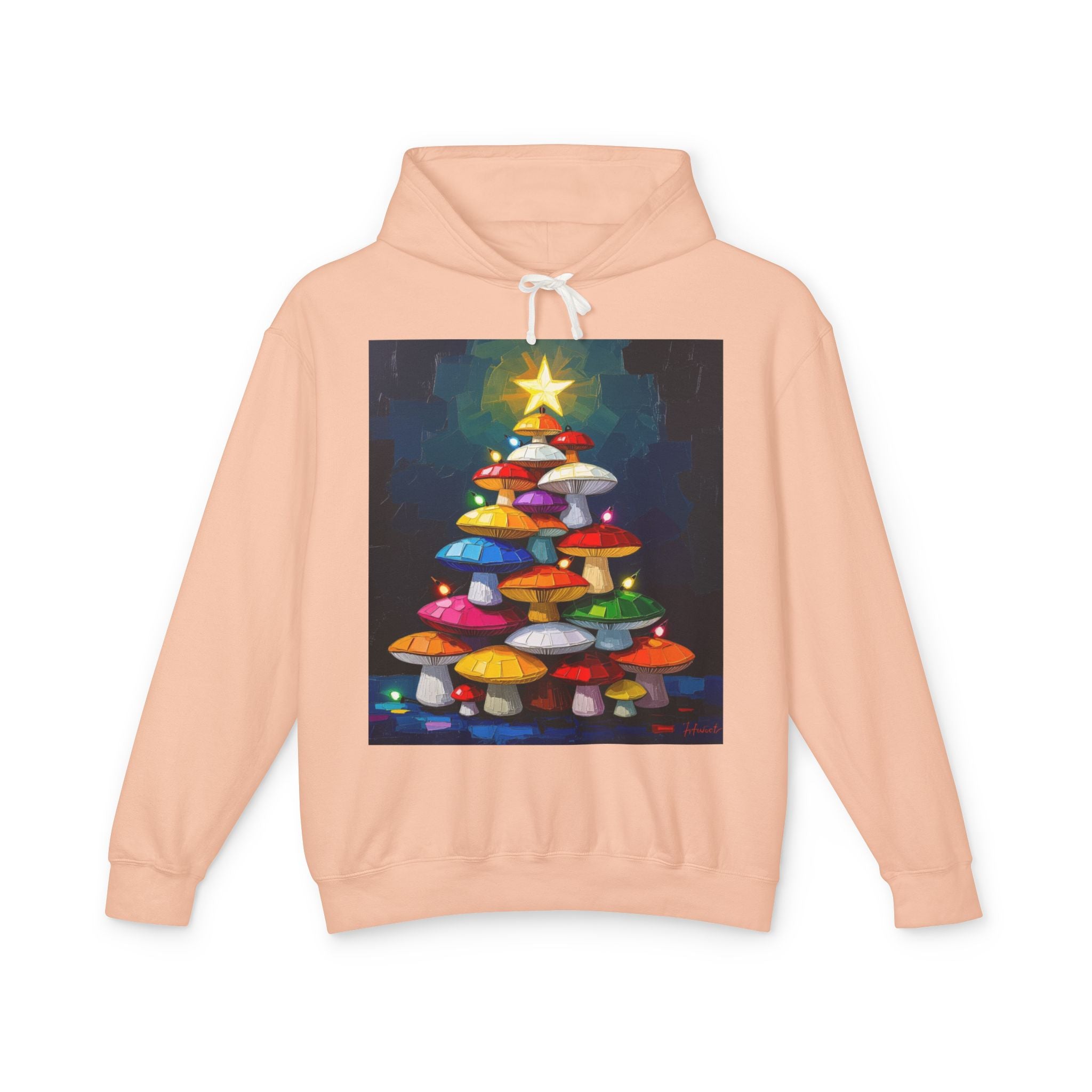 Mushroom Christmas Tree Hoodie — "Happy Shroom Forager" Holiday Pullover
