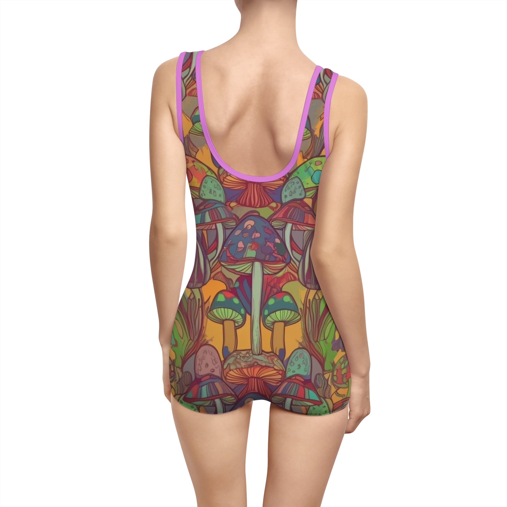 Vintage Mushroom Print Swimsuit — Retro Psychedelic One-Piece