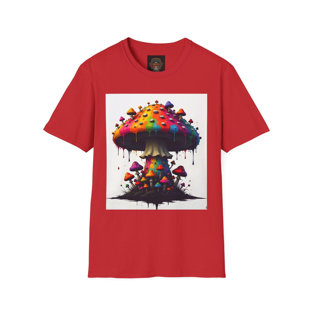 Piper's Shroom Works T-Shirt — Rainbow Drip Mushroom Graphic Tee