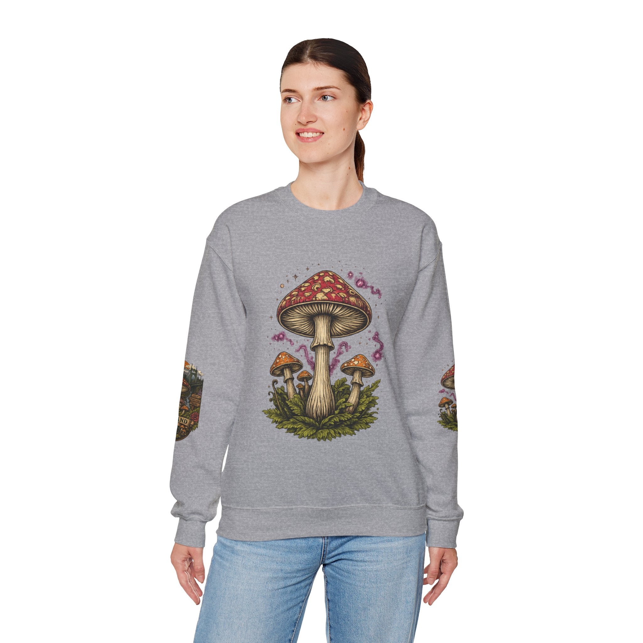 Mushroom Crewneck Sweatshirt — Portland Vintage Psychedelic Fungi Graphic