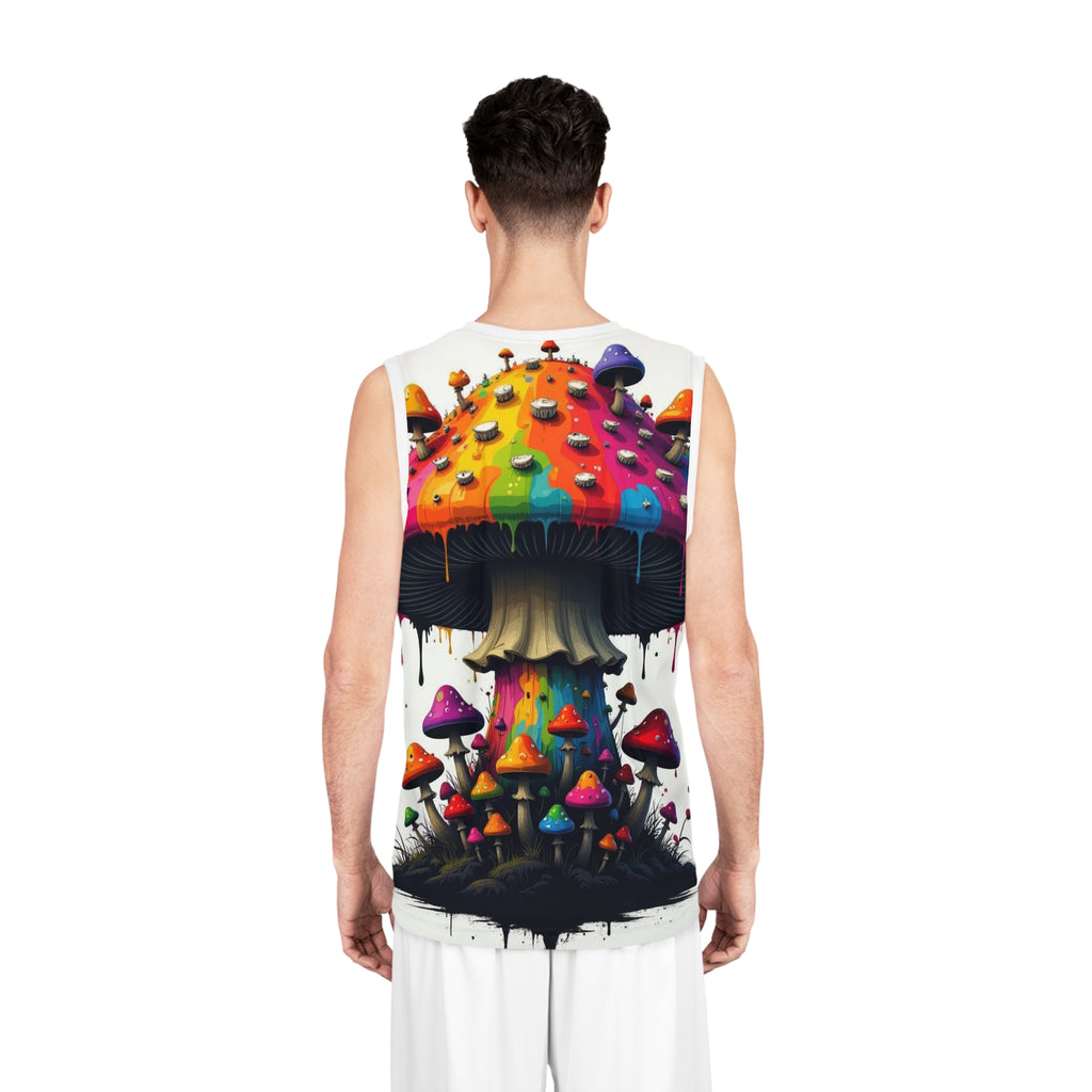 Psychedelic Rainbow Mushroom Basketball Jersey — All-Over Print