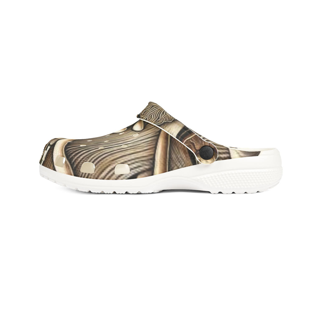 Mushroom Art EVA Clogs — Brown Psychedelic Fungi Clogs