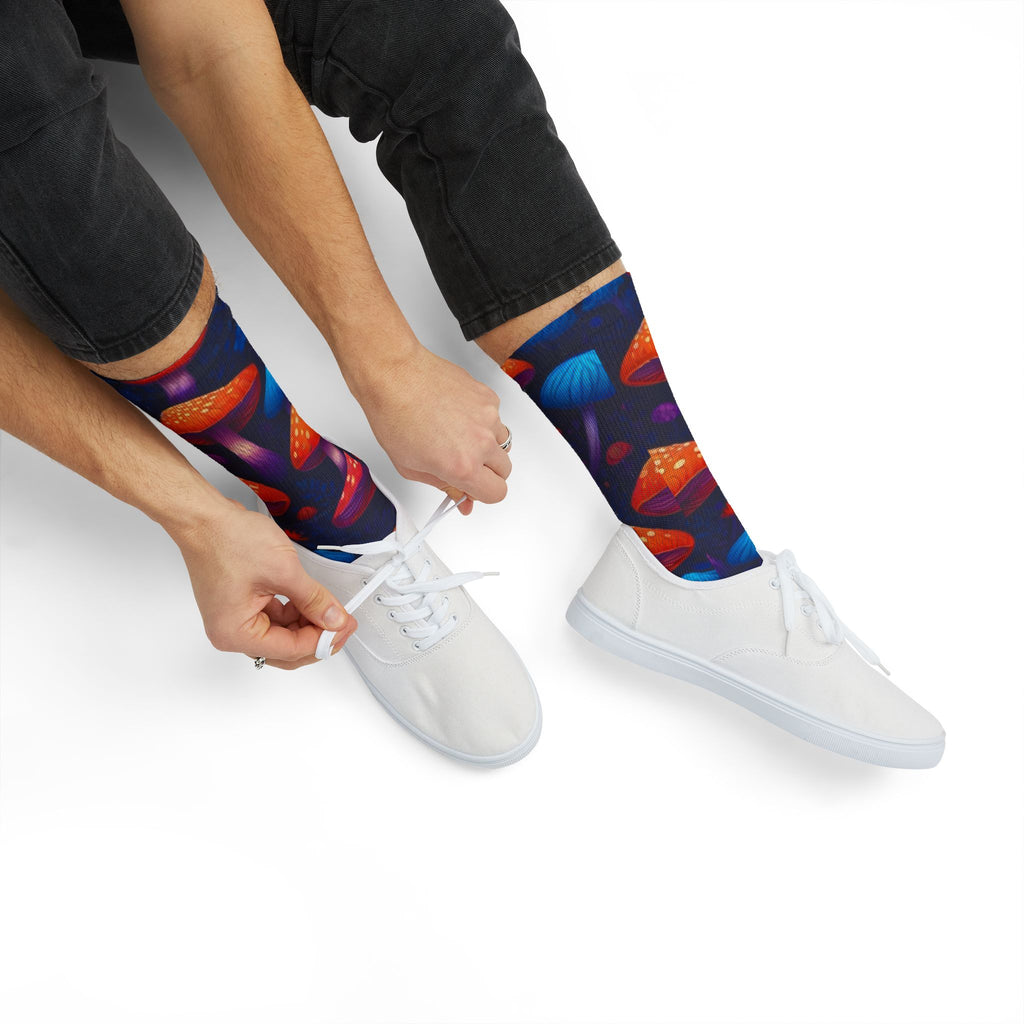 Socks: Psychedelic Mushroom Art Socks — Vibrant Sublimation Crew Socks