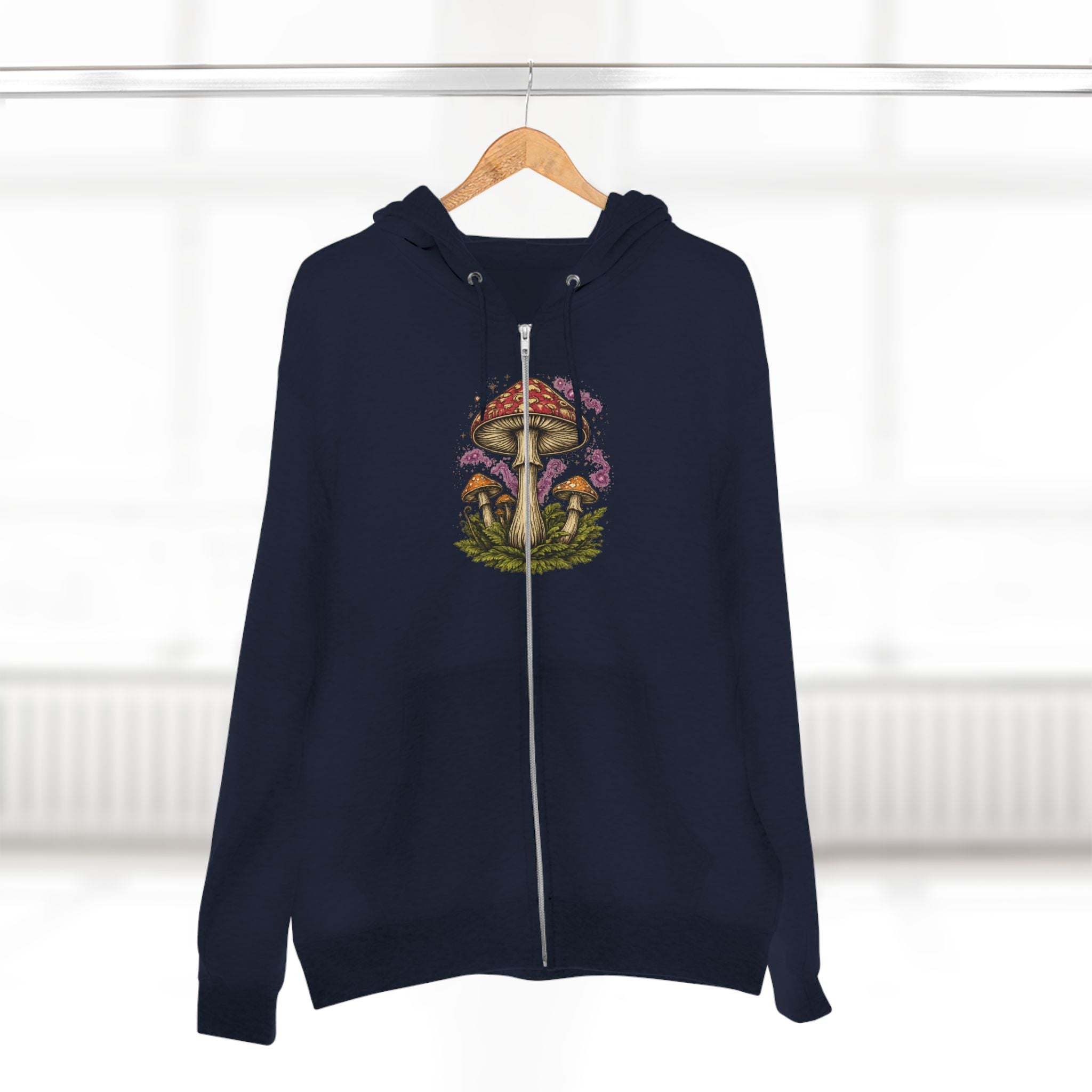 Portland Mushroom Zip Hoodie — Vintage Psychedelic Fungi Forest Jacket